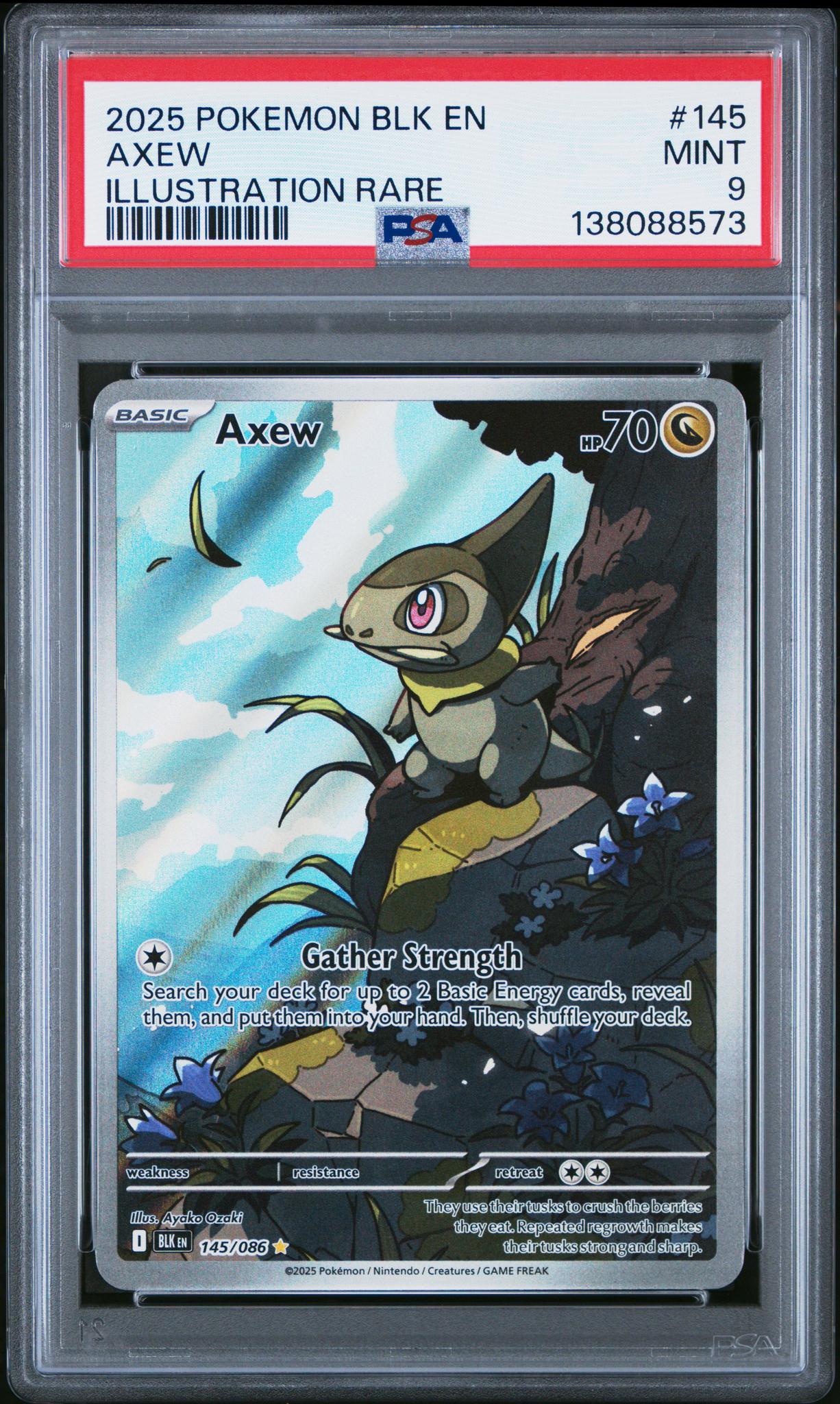 2025 Pokemon Scarlet and Violet Black Bolt Illustration Rare Axew #145 /86 PSA 9