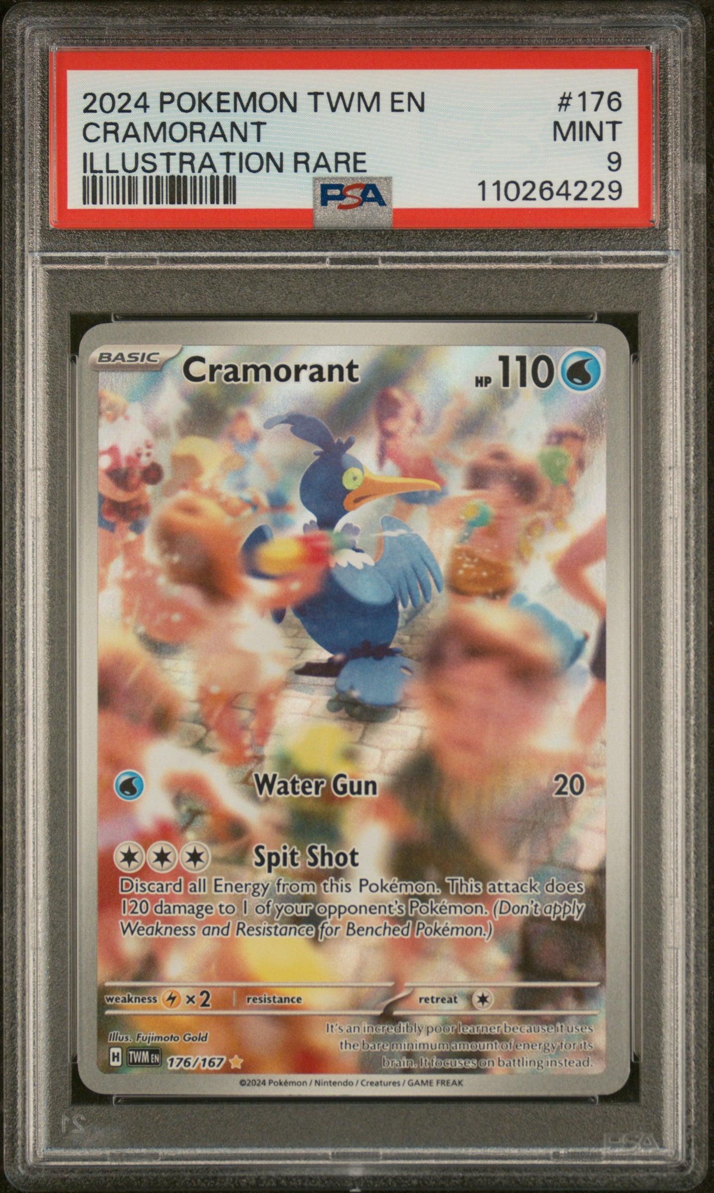 2024 Pokemon Scarlet and Violet Twilight Masquerade Illustration Rare Cramorant #176 PSA 9