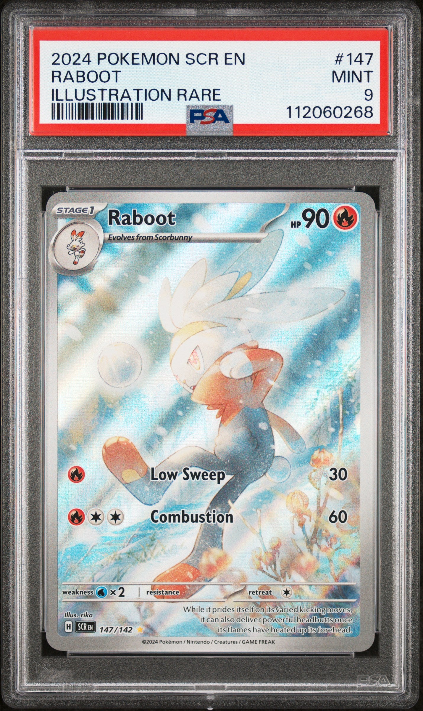 2024 Pokemon Scarlet and Violet Stellar Crown Illustration Rare Raboot #147 PSA 9