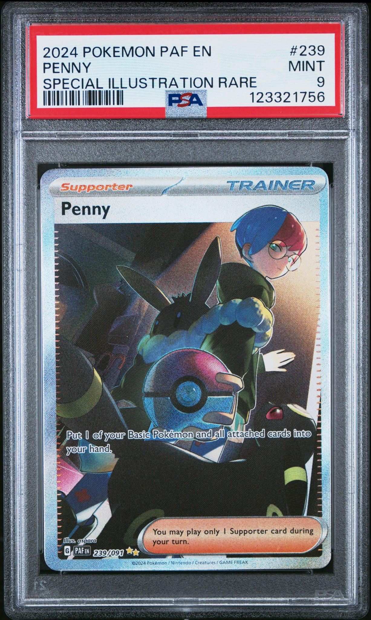 2024 Pokemon Scarlet and Violet Paldean Fates Special Illustration Rare Penny #239 PSA 9