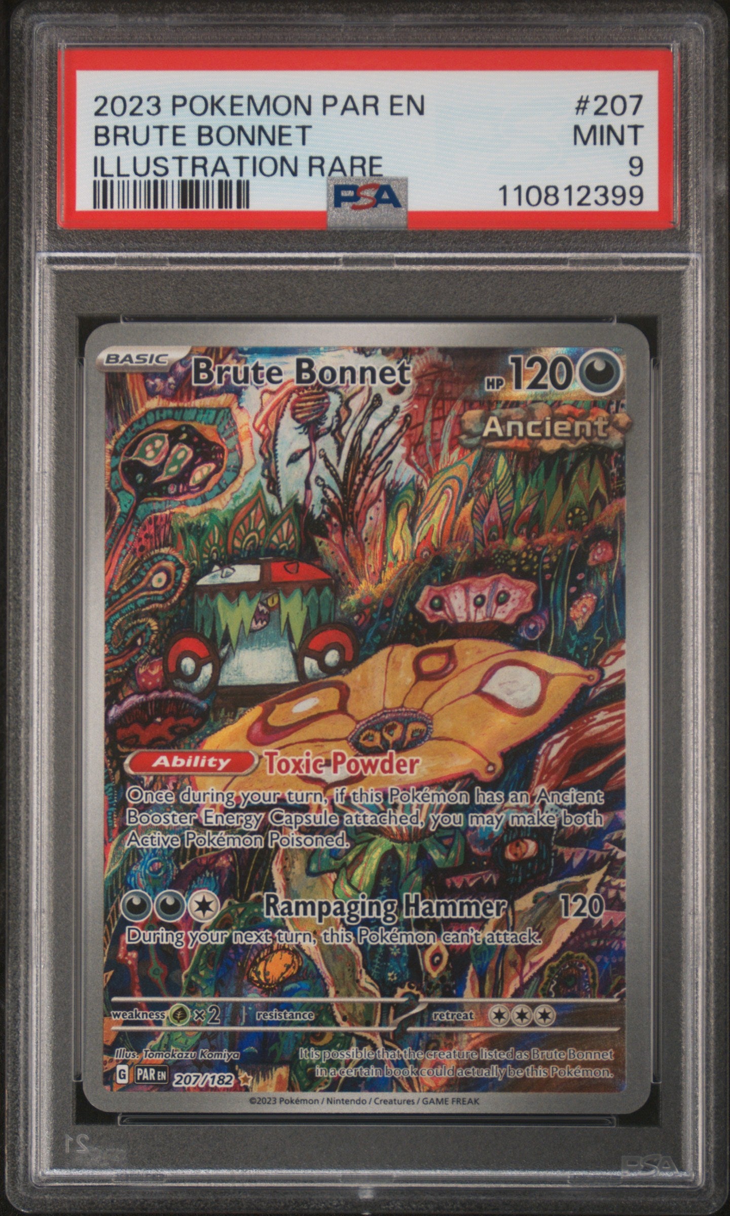 2023 Pokemon Scarlet and Violet Paradox Rift Illustration Rare Brute Bonnet #207 PSA 9