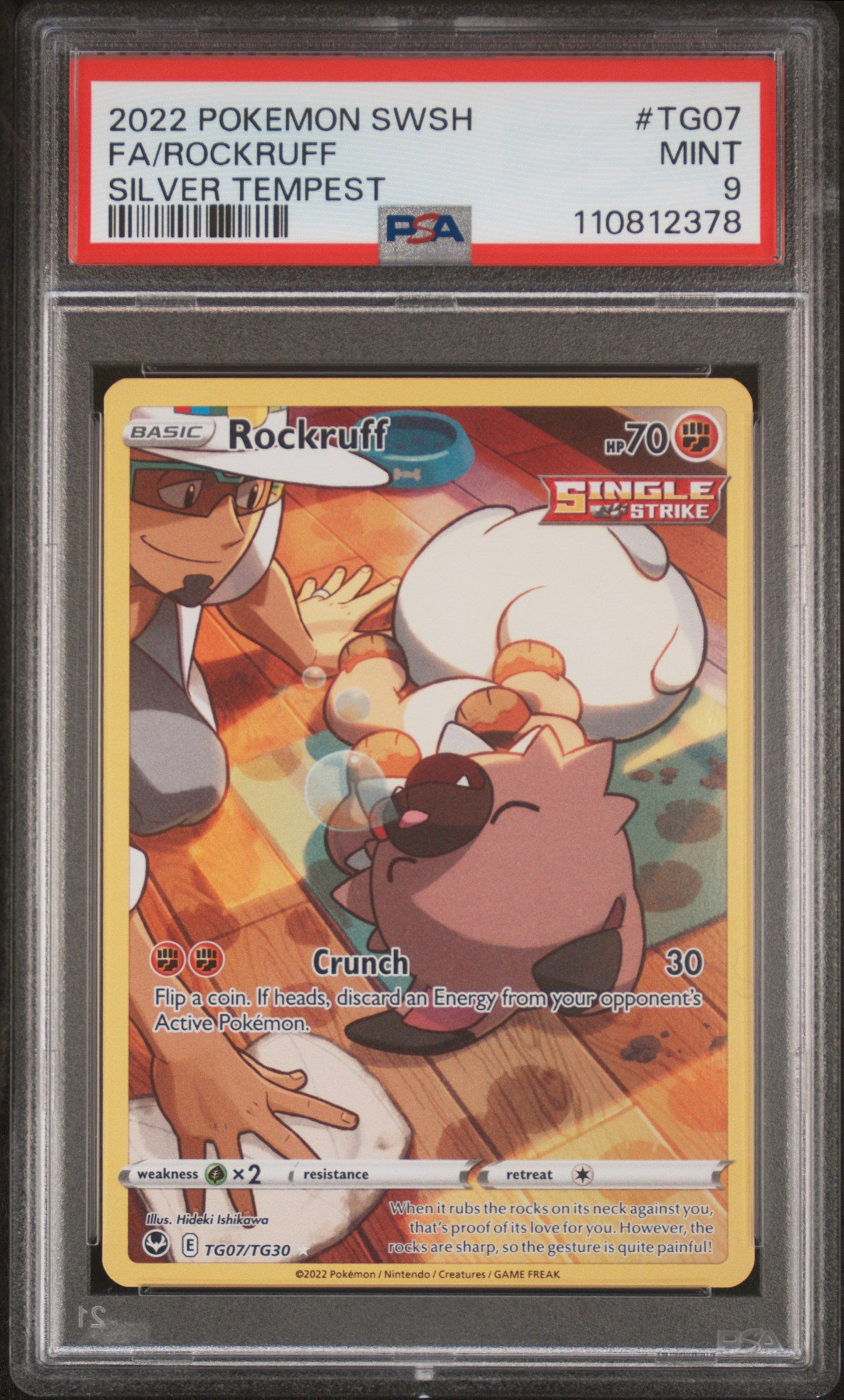 2022 Pokemon Sword and Shield Silver Tempest Trainer Gallery Character Rare Rockruff #TG07 PSA 9