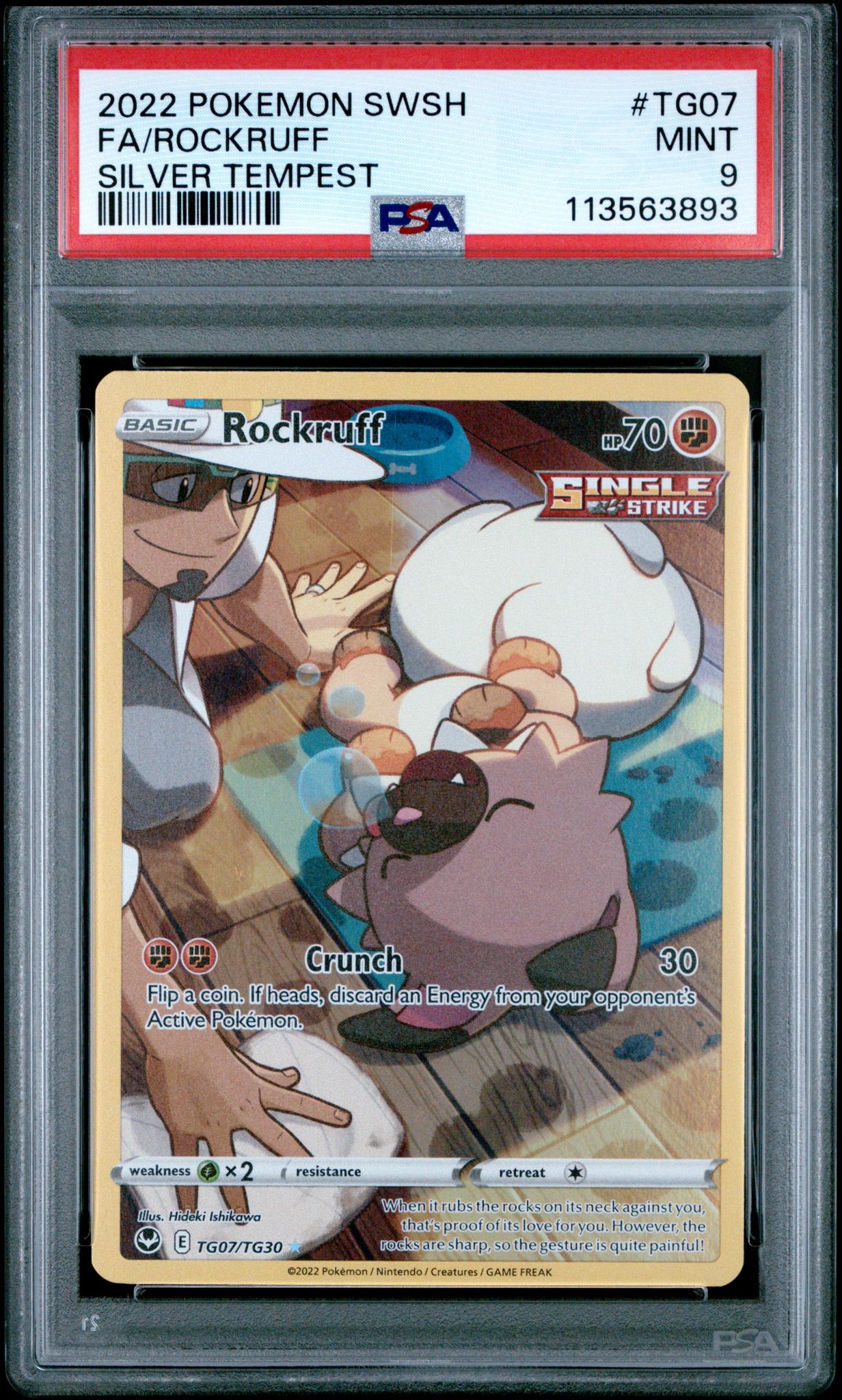 2022 Pokemon Sword and Shield Silver Tempest Trainer Gallery Character Rare Rockruff #TG07 PSA 9