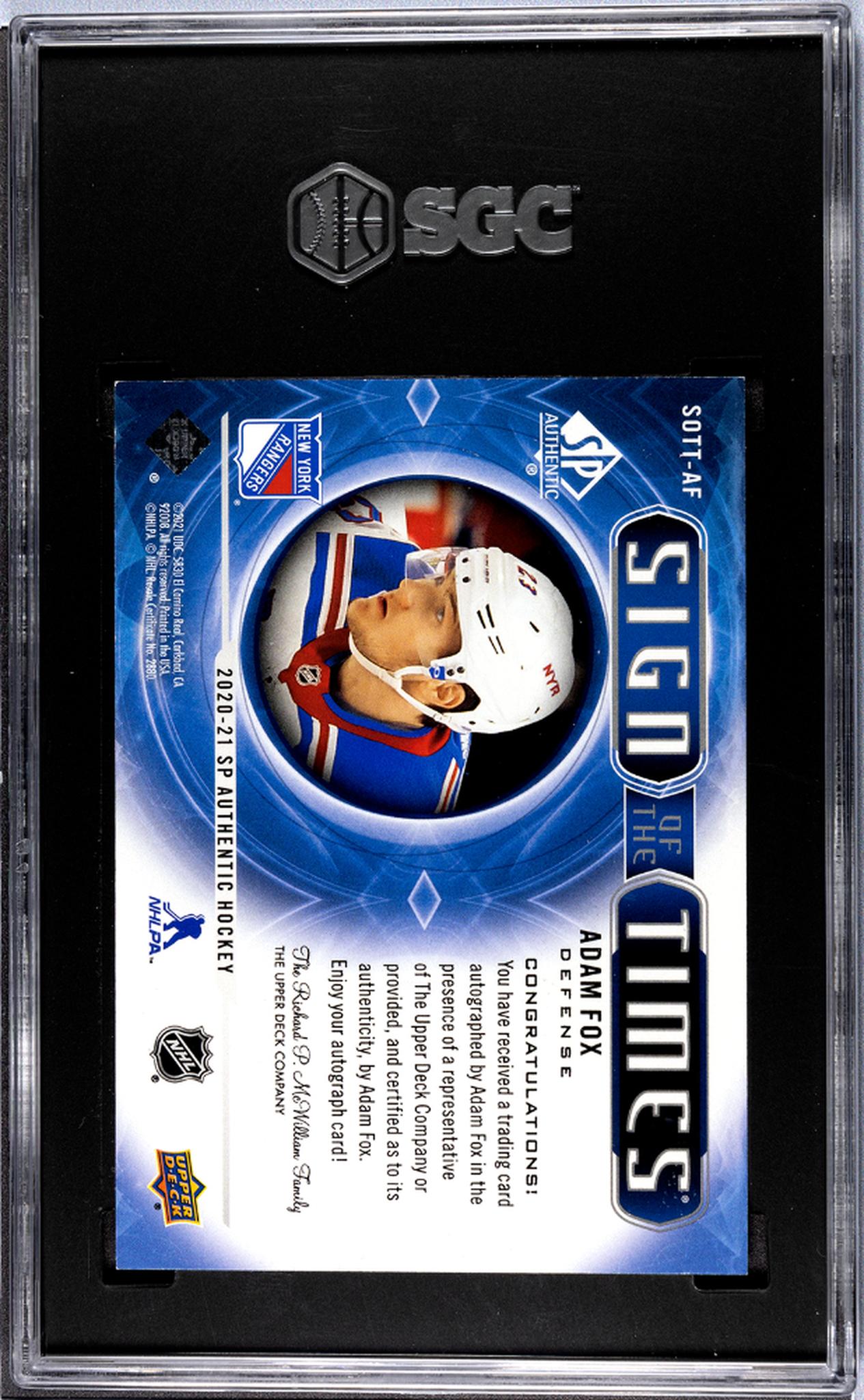 2020 SP Authentic #SOTT-AF Adam Fox Sign of the Times SGC 10