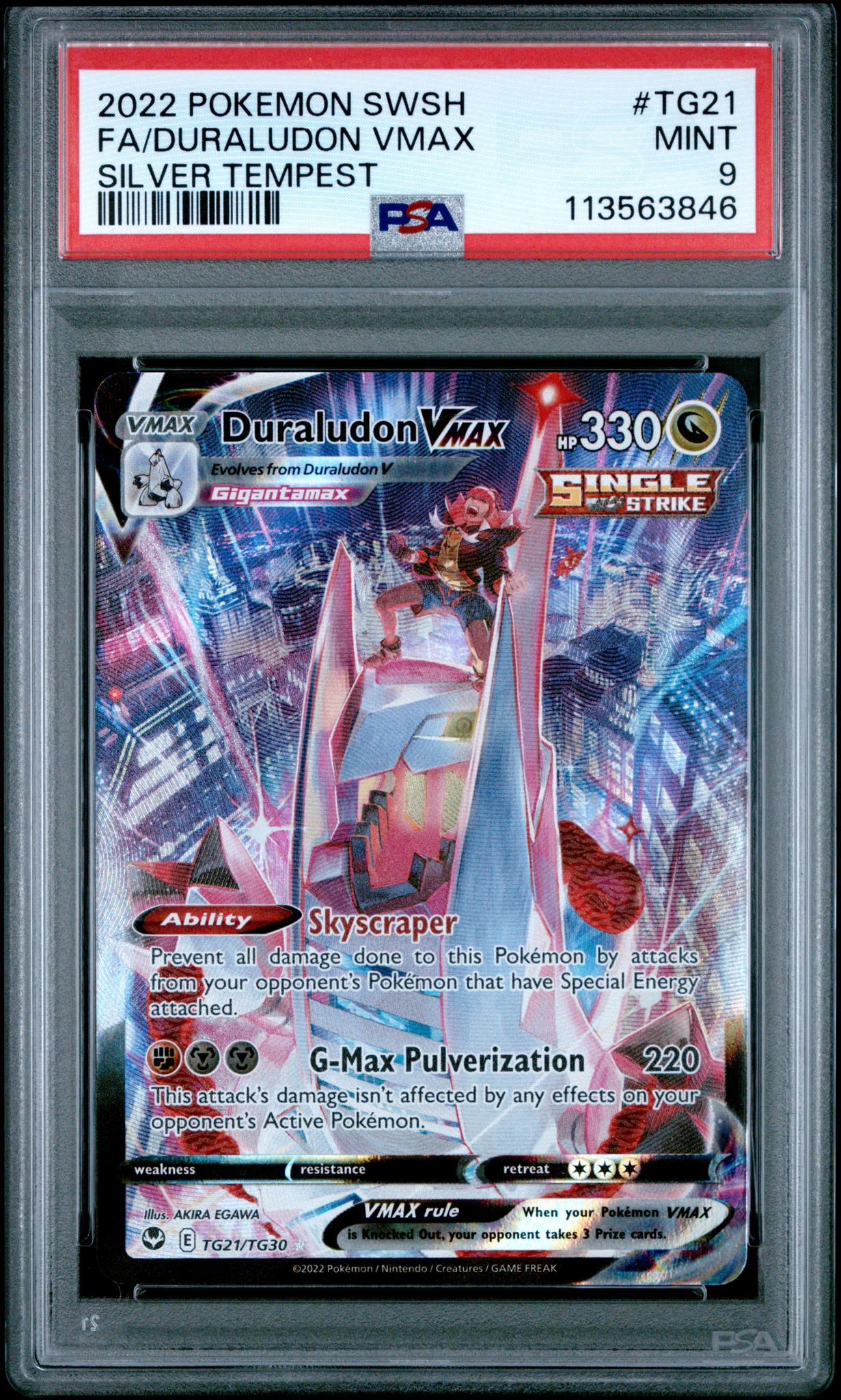 2022 Pokemon Sword and Shield Silver Tempest Character Rare Duraludon Vmax #TG21 PSA 9