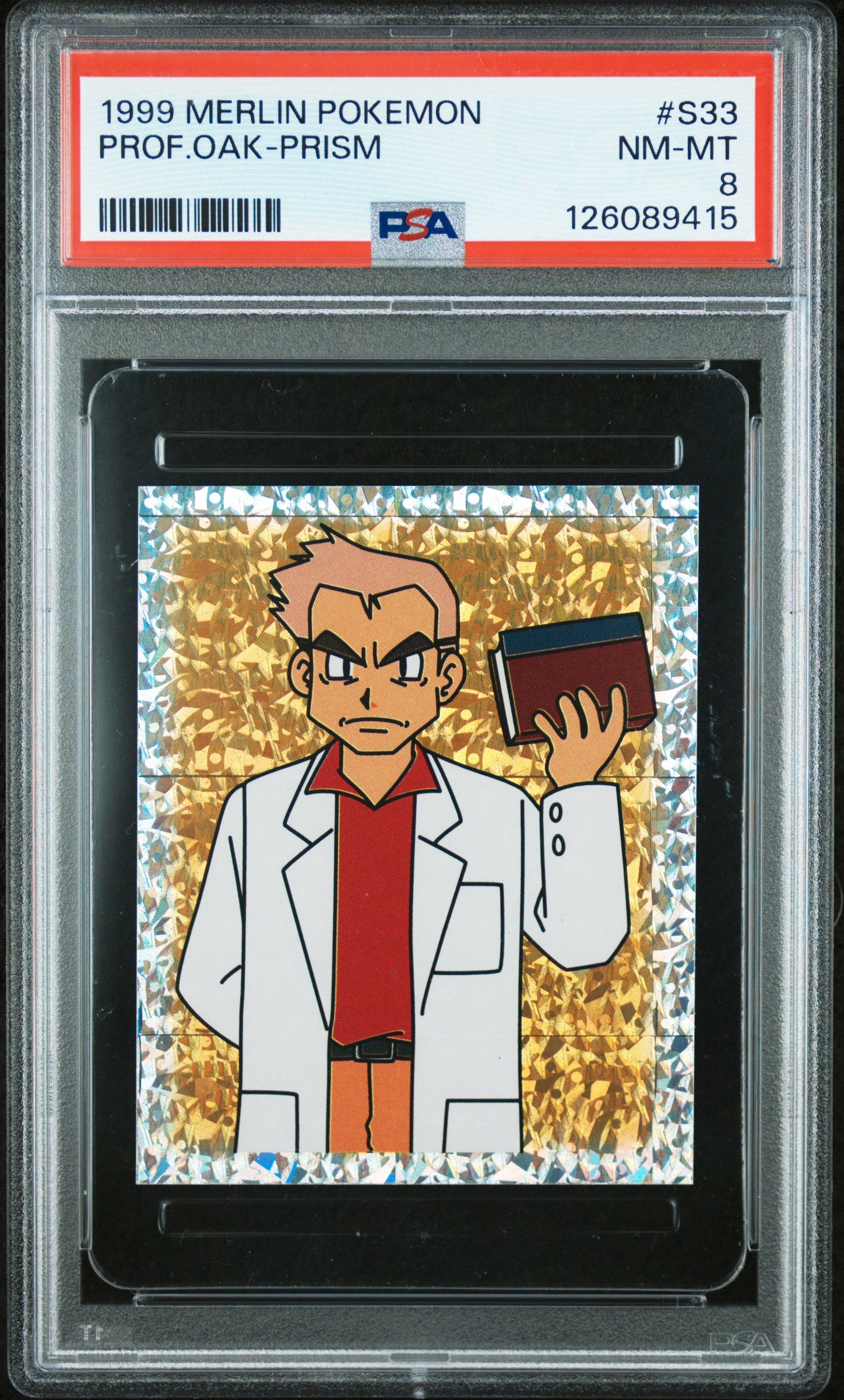 1998 Pokemon Series 1 Poster Special Glitter Professor Oak #S33 PSA 8