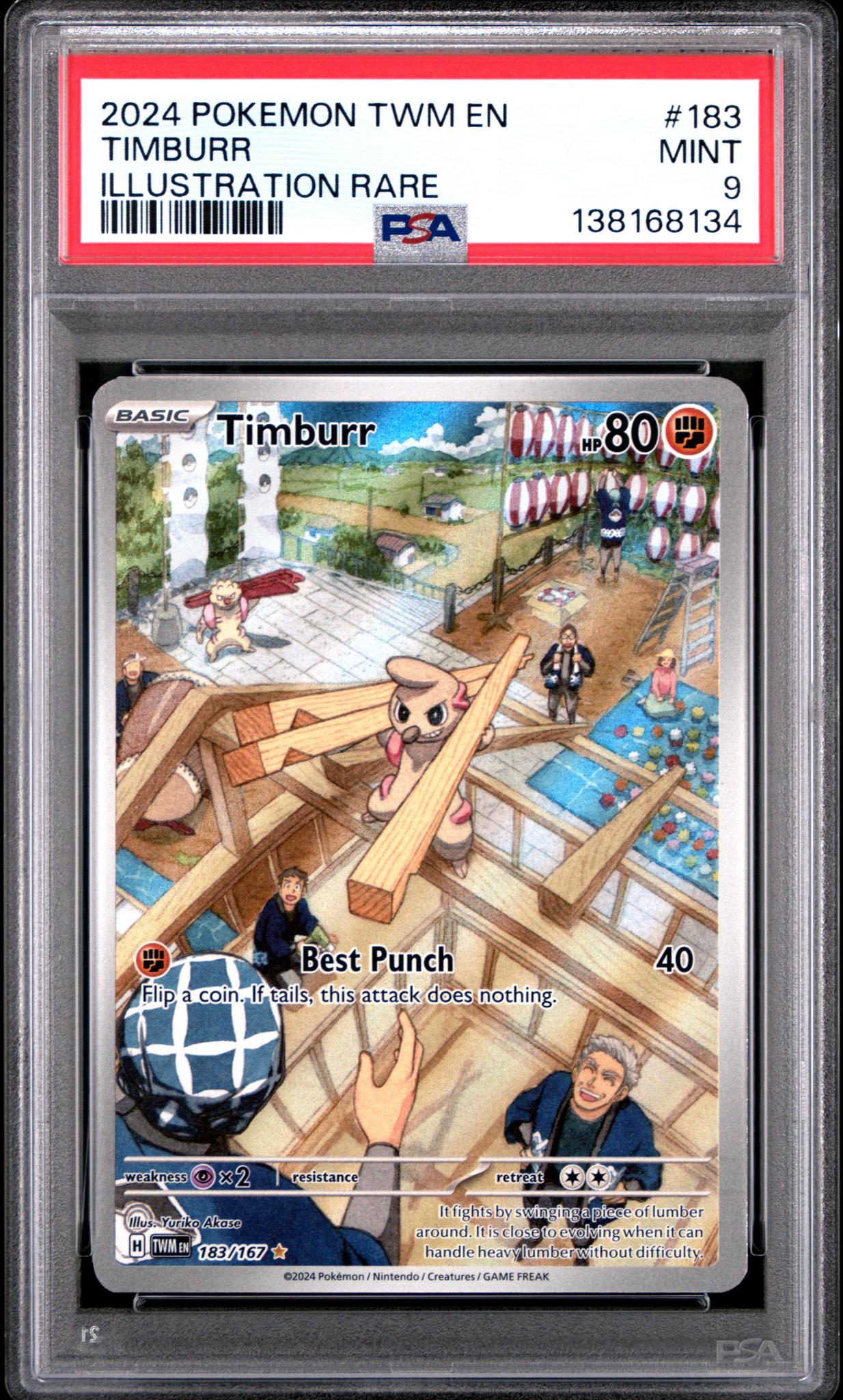 2024 Pokemon Twilight Masquerade Illustration Rare Timburr #183 PSA 9