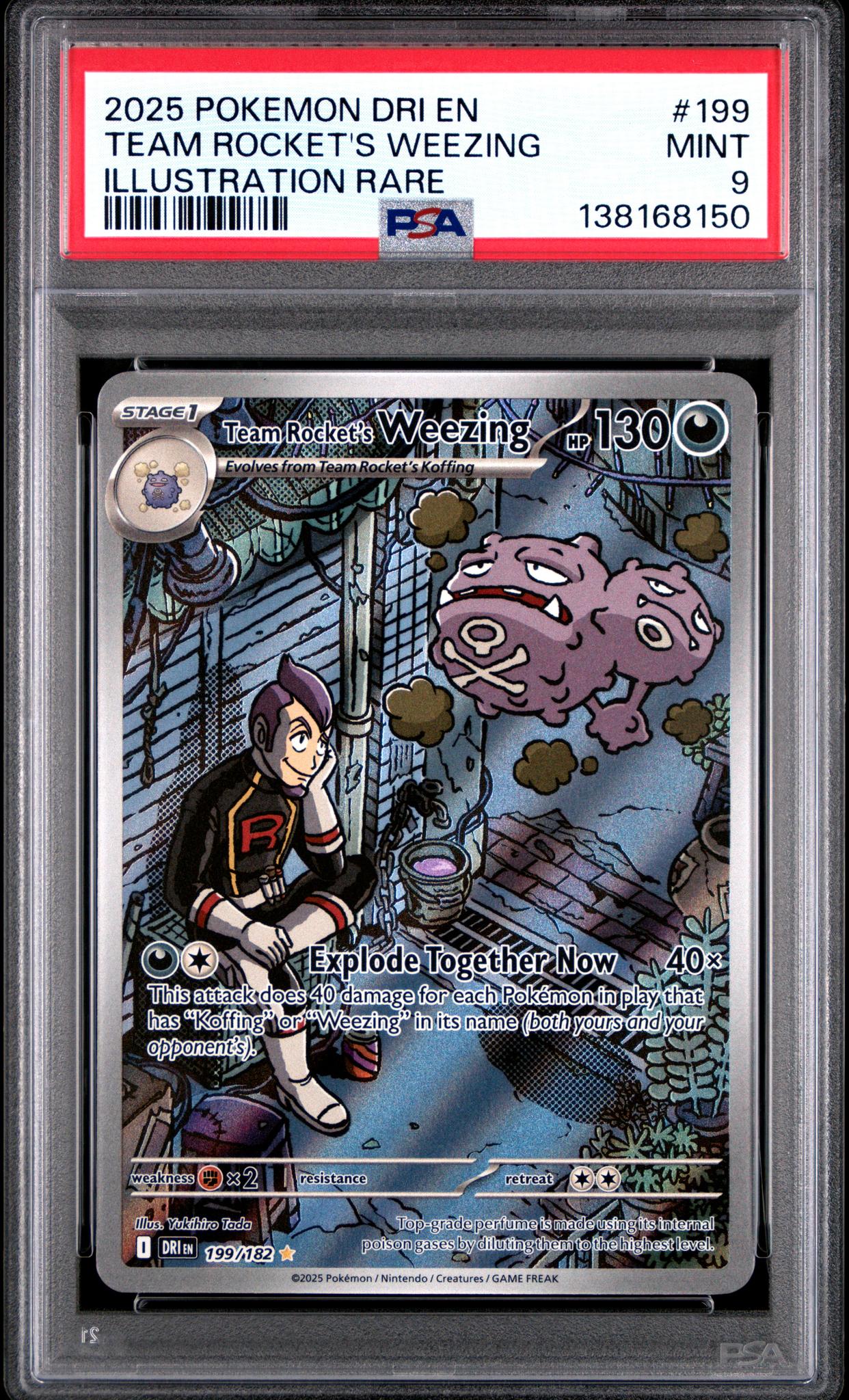 2025 Pokemon Scarlet and Violet Destined Rivals Illustration Rare Team Rocket's Weezing #199 PSA 9
