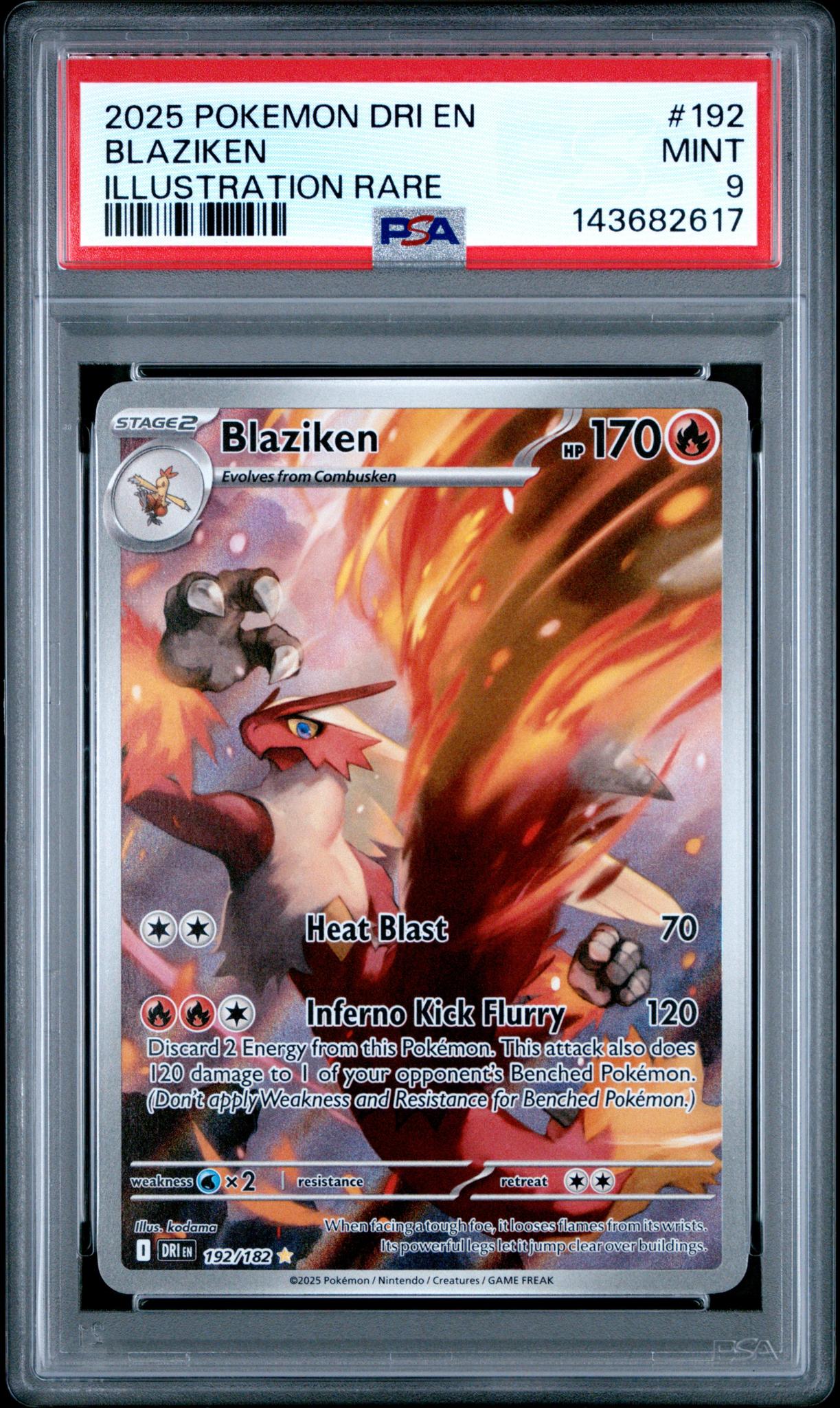 2025 Pokemon Destined Rivals Illustration Rare Blaziken #192 PSA 9