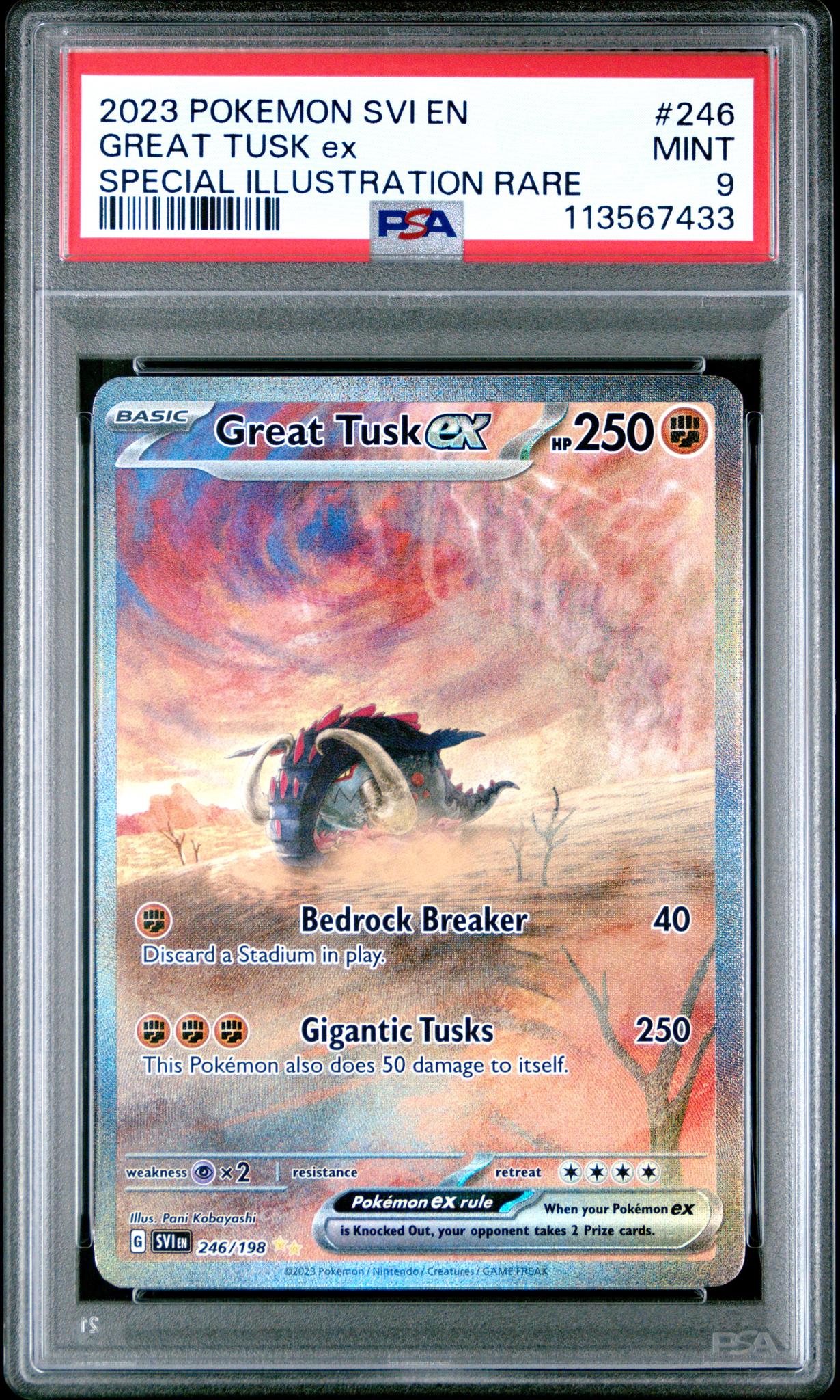 2023 Pokemon Scarlet and Violet Special Illustration Rare Great Tusk Ex #246 PSA 9