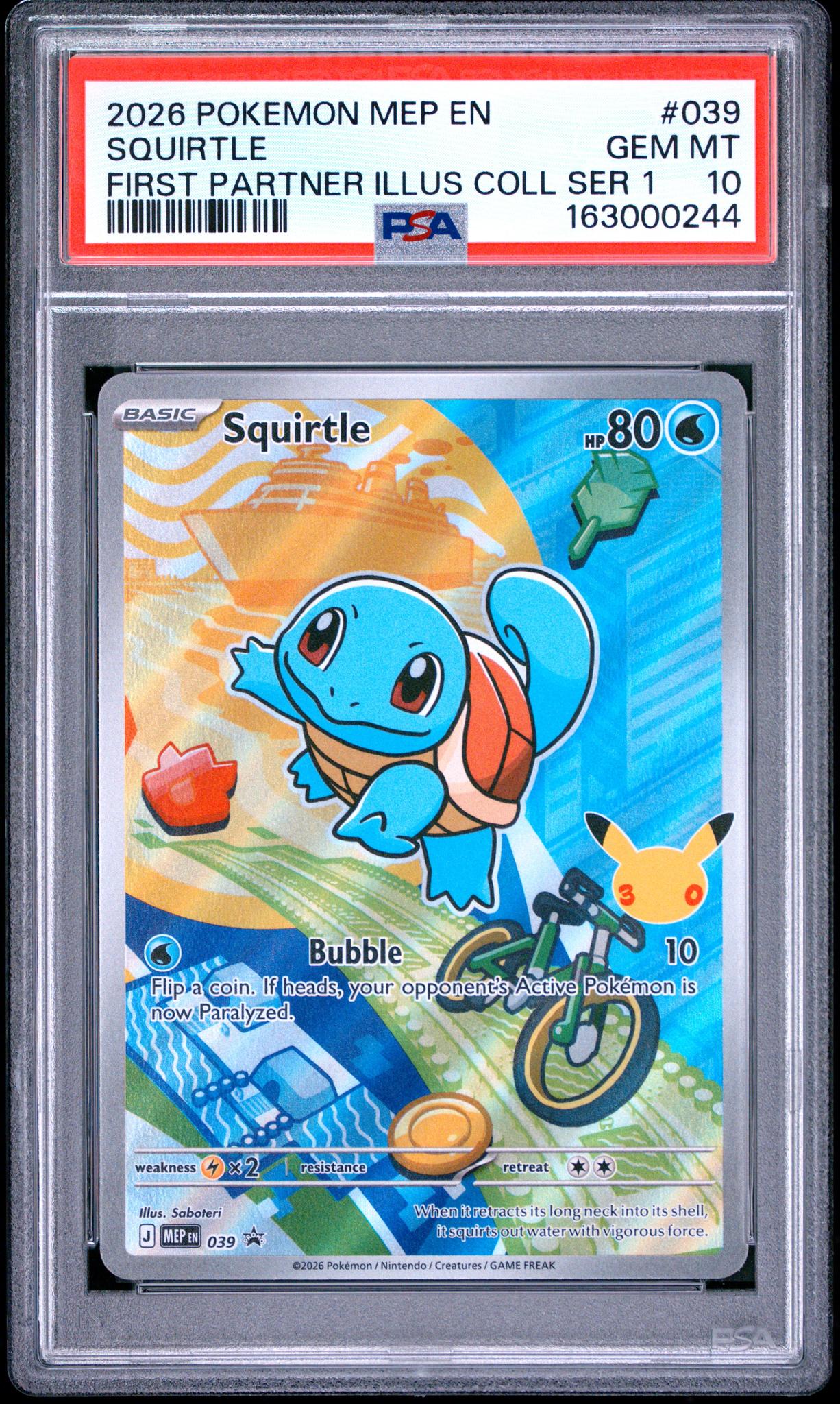 2026 Pokemon Mega Evolution Black Star Promo First Partner Illustration Collection Squirtle #039 PSA 10