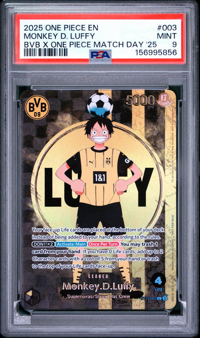 2025 One Piece BVB X Match Day '25 Monkey D. Luffy #003 PSA 9