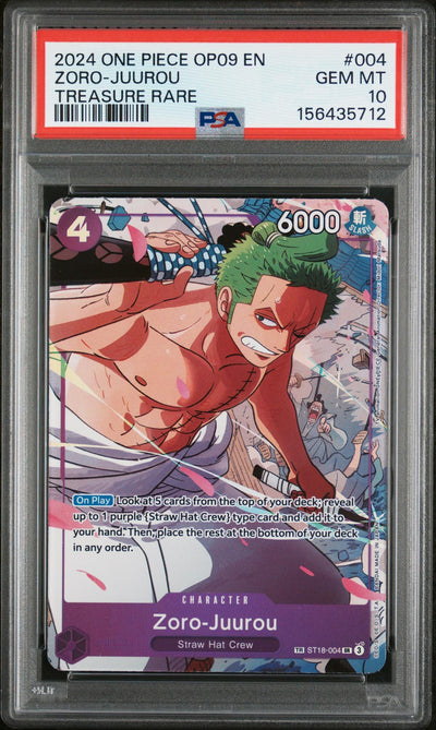 2024 One Piece Card Game Zoro-Juurou #004 Treasure Rare PSA 10