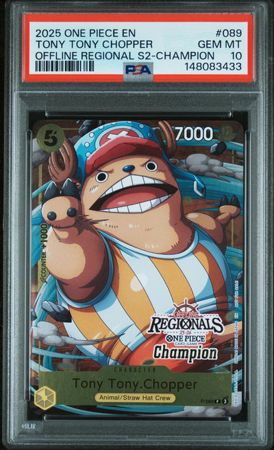 2025 One Piece Tony Tony Chopper #089 Offline Regional S2-Champion PSA 10
