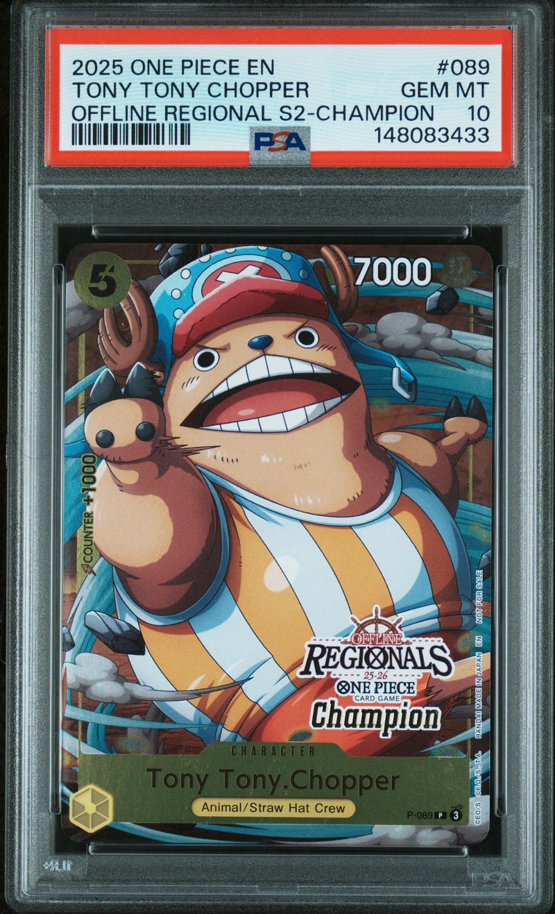 2025 One Piece Tony Tony Chopper #089 Offline Regional S2-Champion PSA 10