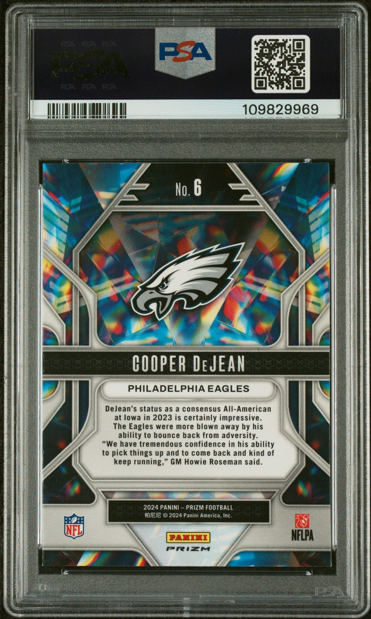 2024 Prizm Prizmatic Prizms Green Ice Cooper Dejean #6 PSA 10