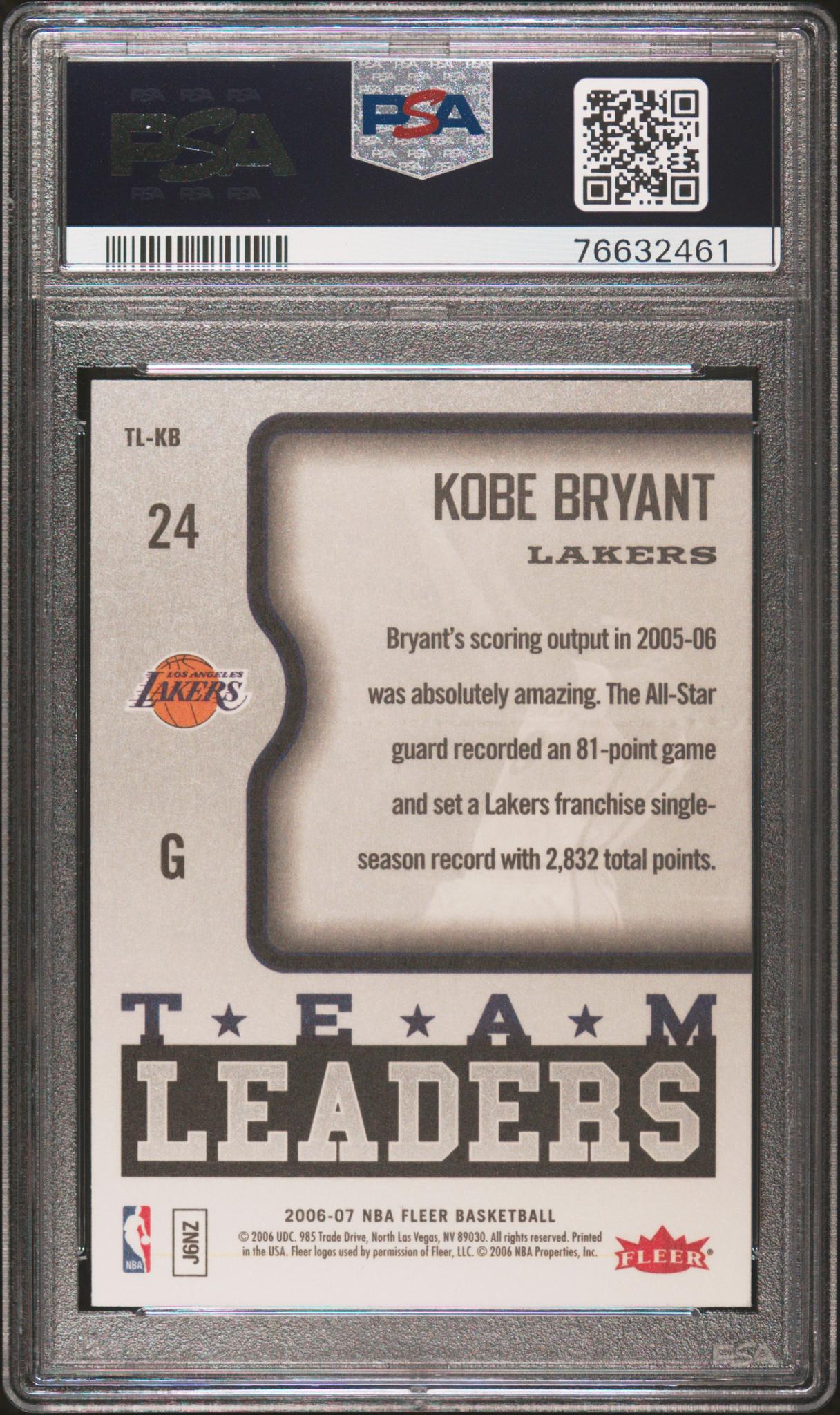2006 Fleer Team Leaders Kobe Bryant #KB PSA 9