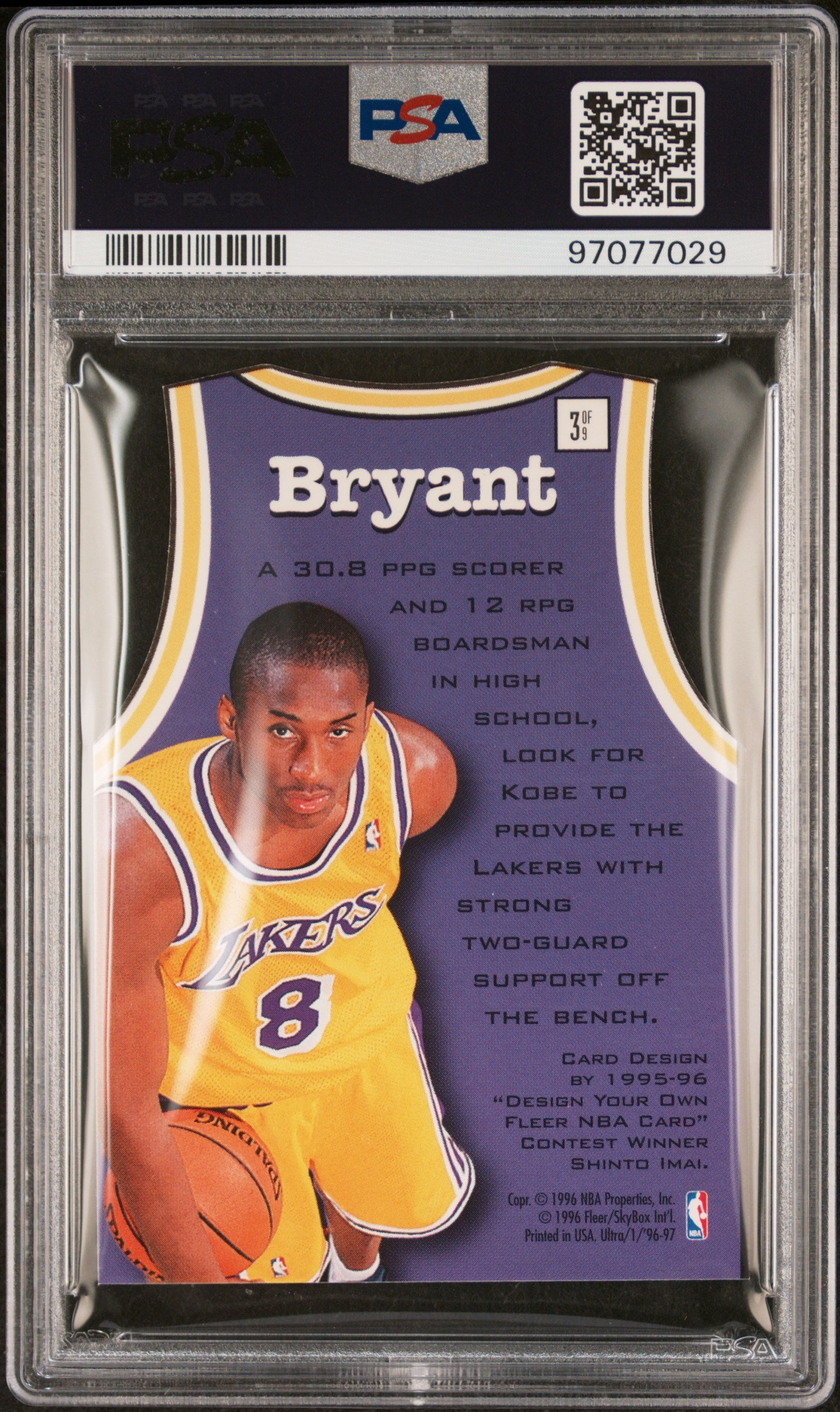1996 Ultra Fresh Faces Kobe Bryant #3 PSA 7