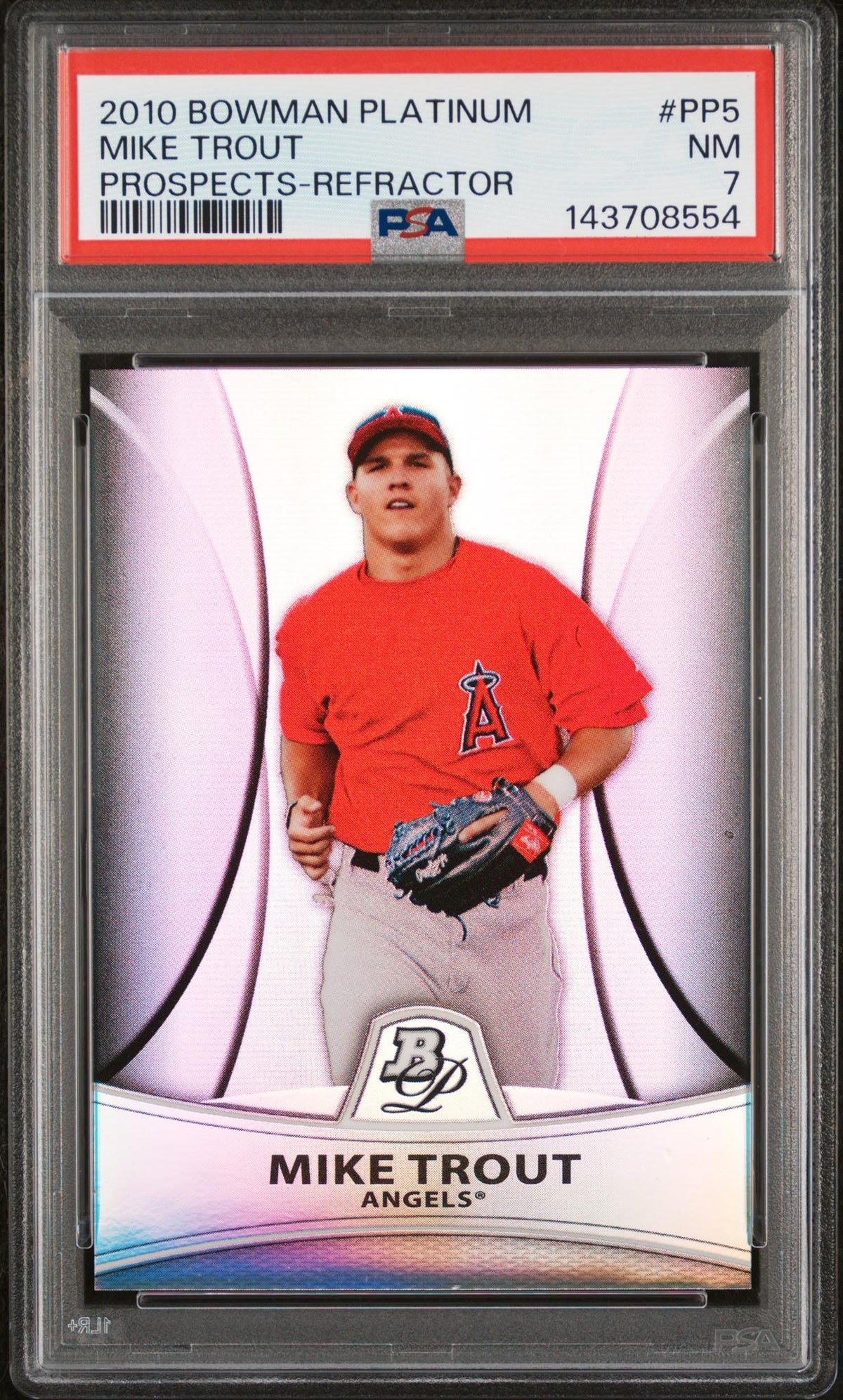 2010 Bowman Platinum Prospect Refractor Mike Trout #PP5 /999 PSA 7