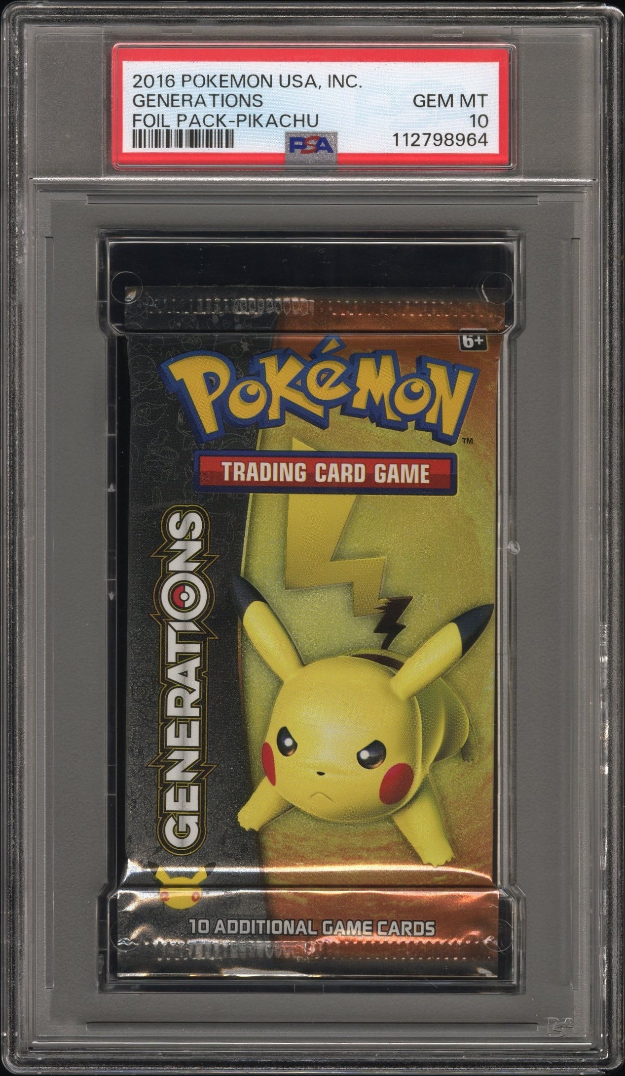 2016 Pokemon Usa, Inc. Generations Foil Pack Pikachu Foil Pack PSA 10