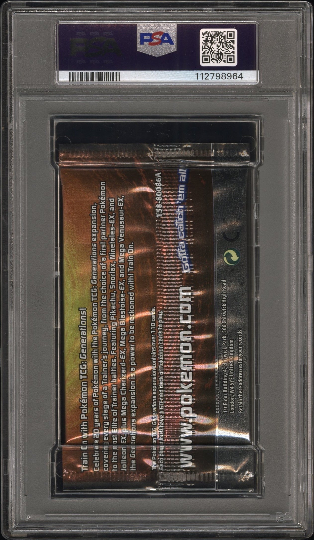 2016 Pokemon Usa, Inc. Generations Foil Pack Pikachu Foil Pack PSA 10