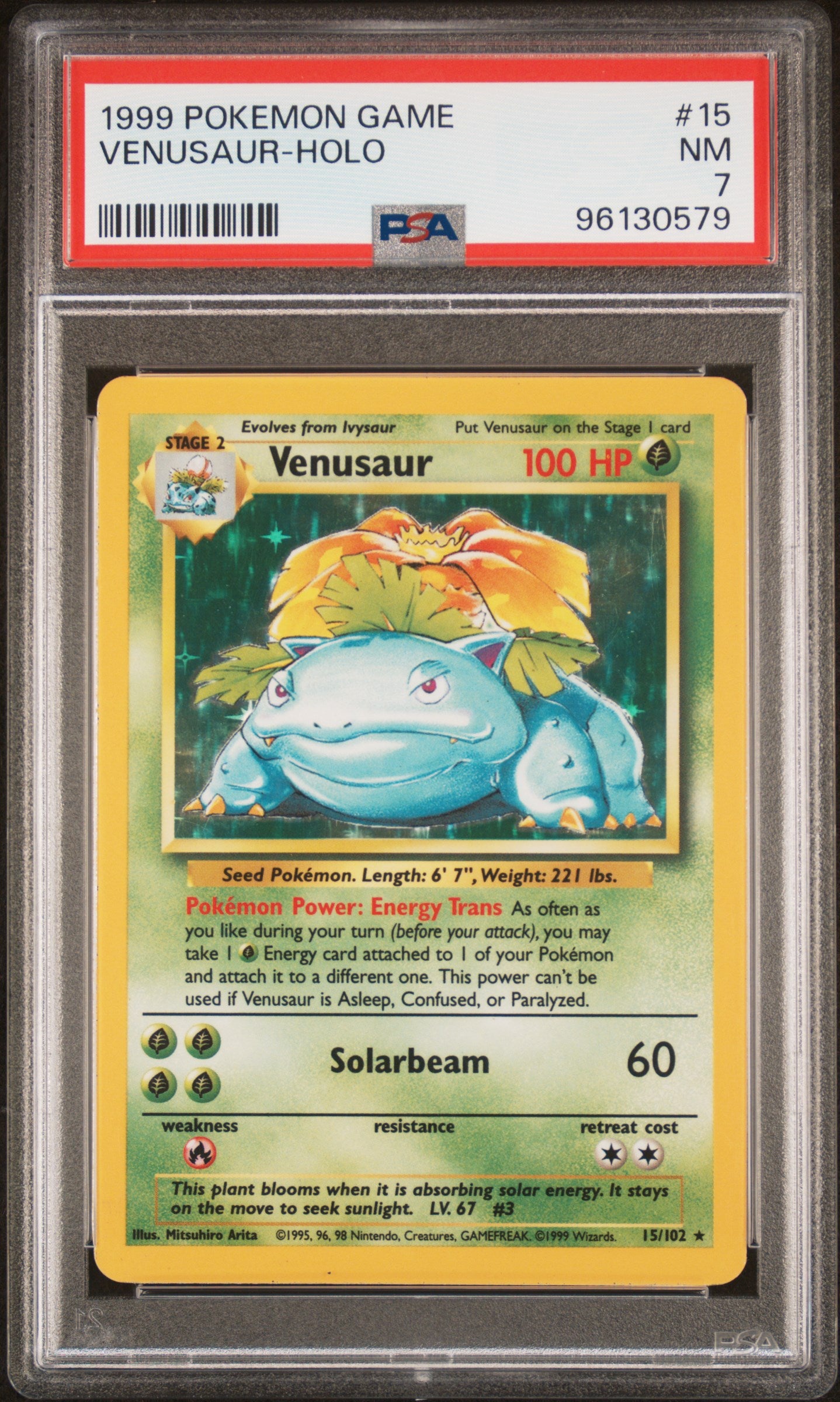 1999 Pokemon Base Set Holo Venusaur #15 PSA 7