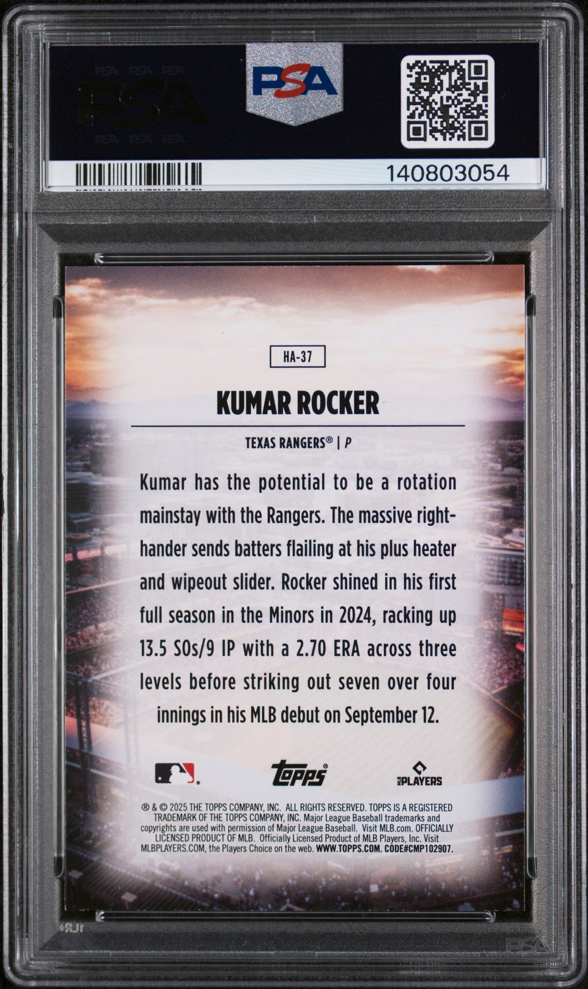 2025 Topps Home Field Advantage Kumar Rocker #HA37 PSA 9