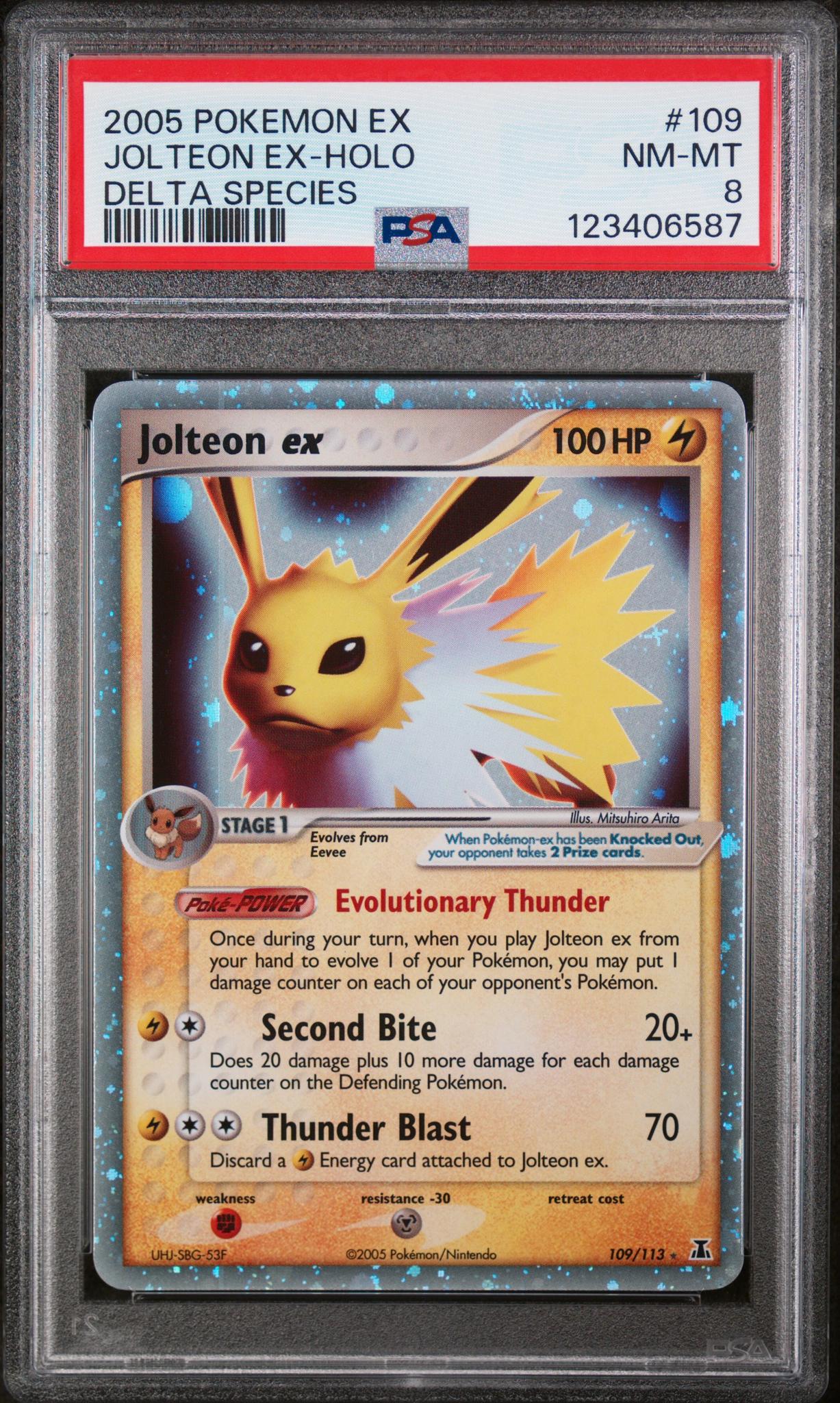 2005 Pokemon Ex Delta Species Holo Jolteon Ex #109 PSA 8