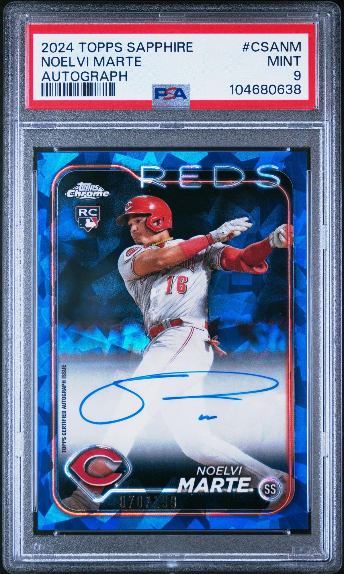 2024 Topps Chrome Sapphire Autographs Noelvi Marte #CSANM /199 PSA 9