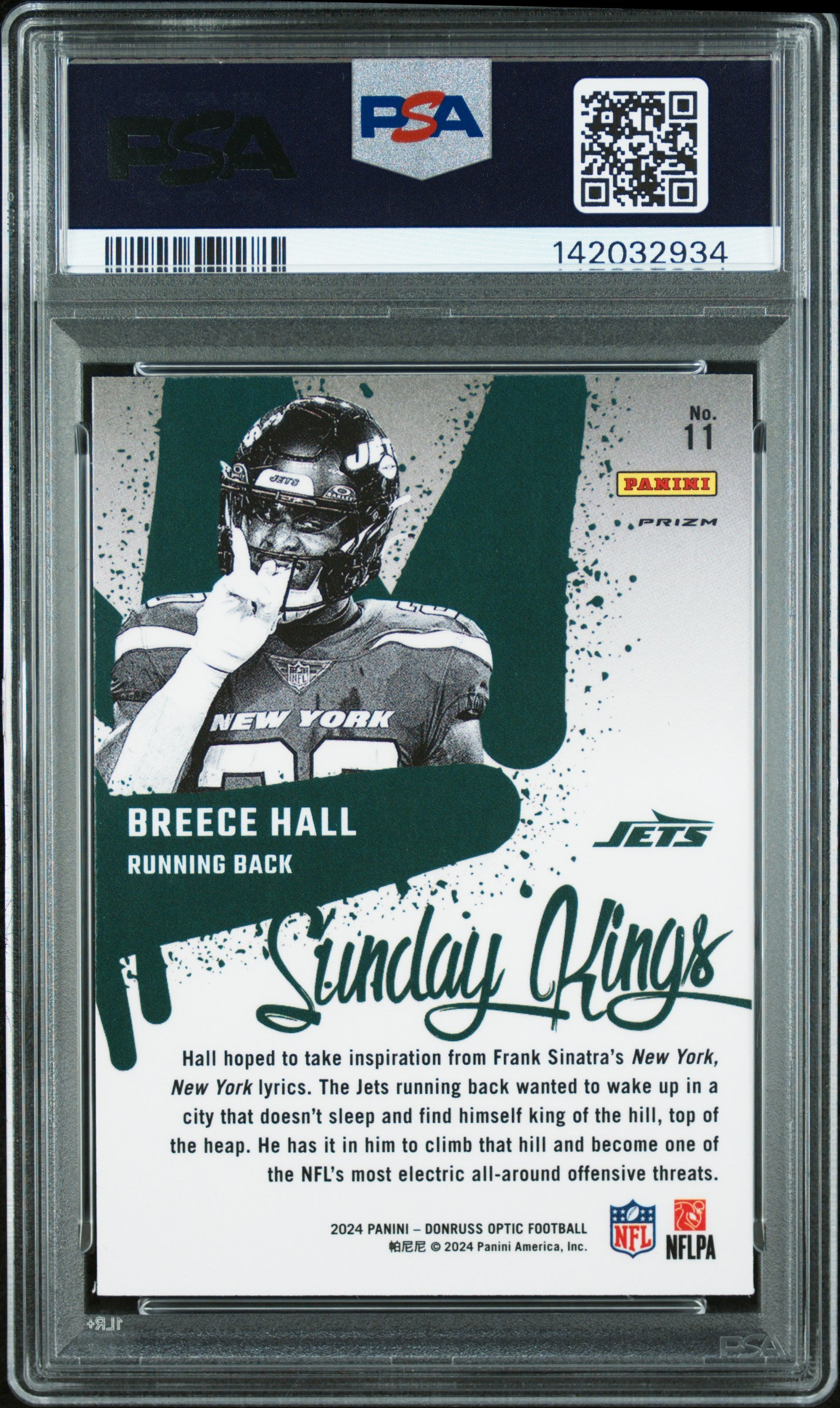 2024 Panini Donruss Optic Sunday Kings Breece Hall #11 PSA 9