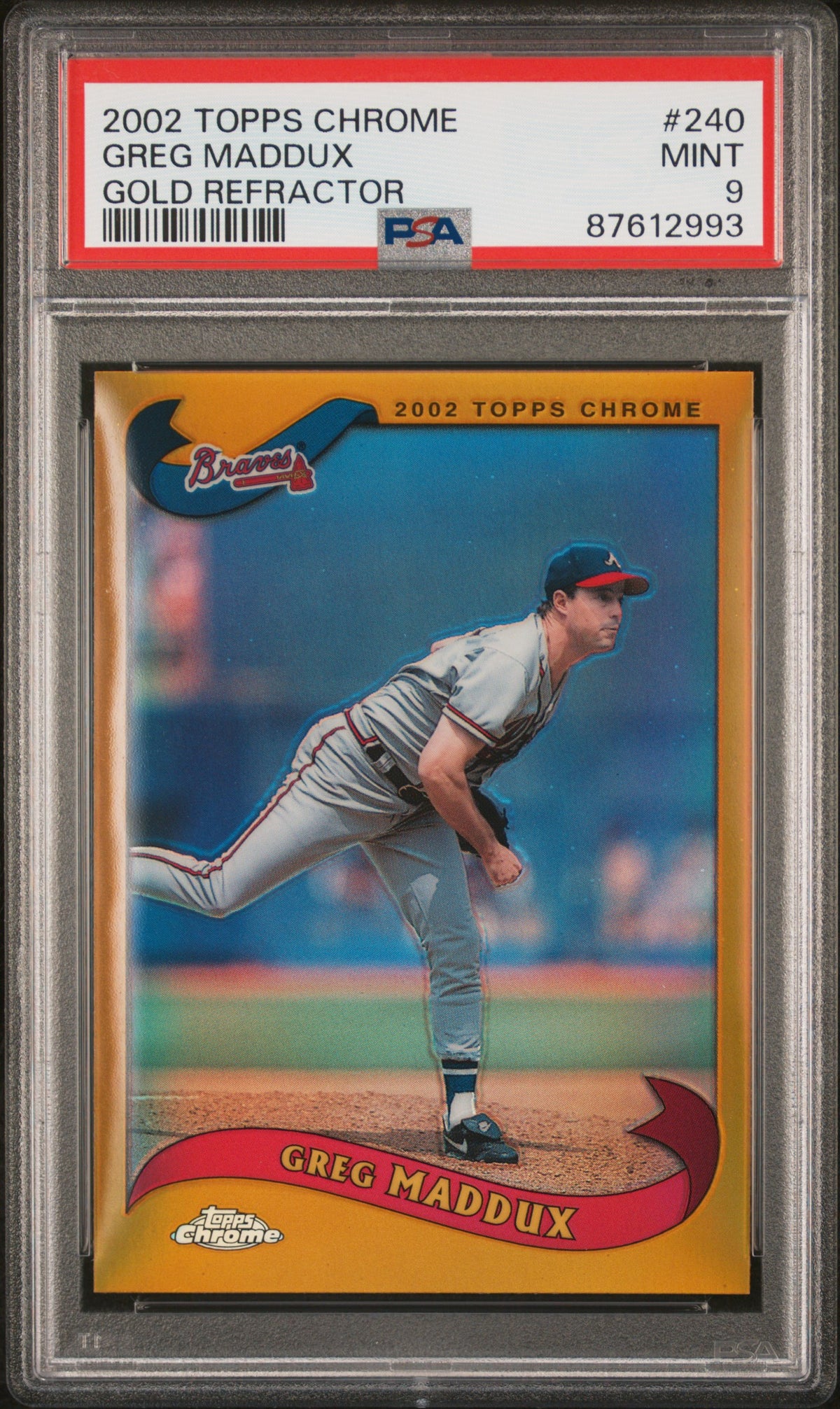 2002 Topps Chrome Gold Refractor Greg Maddux #240 PSA 9