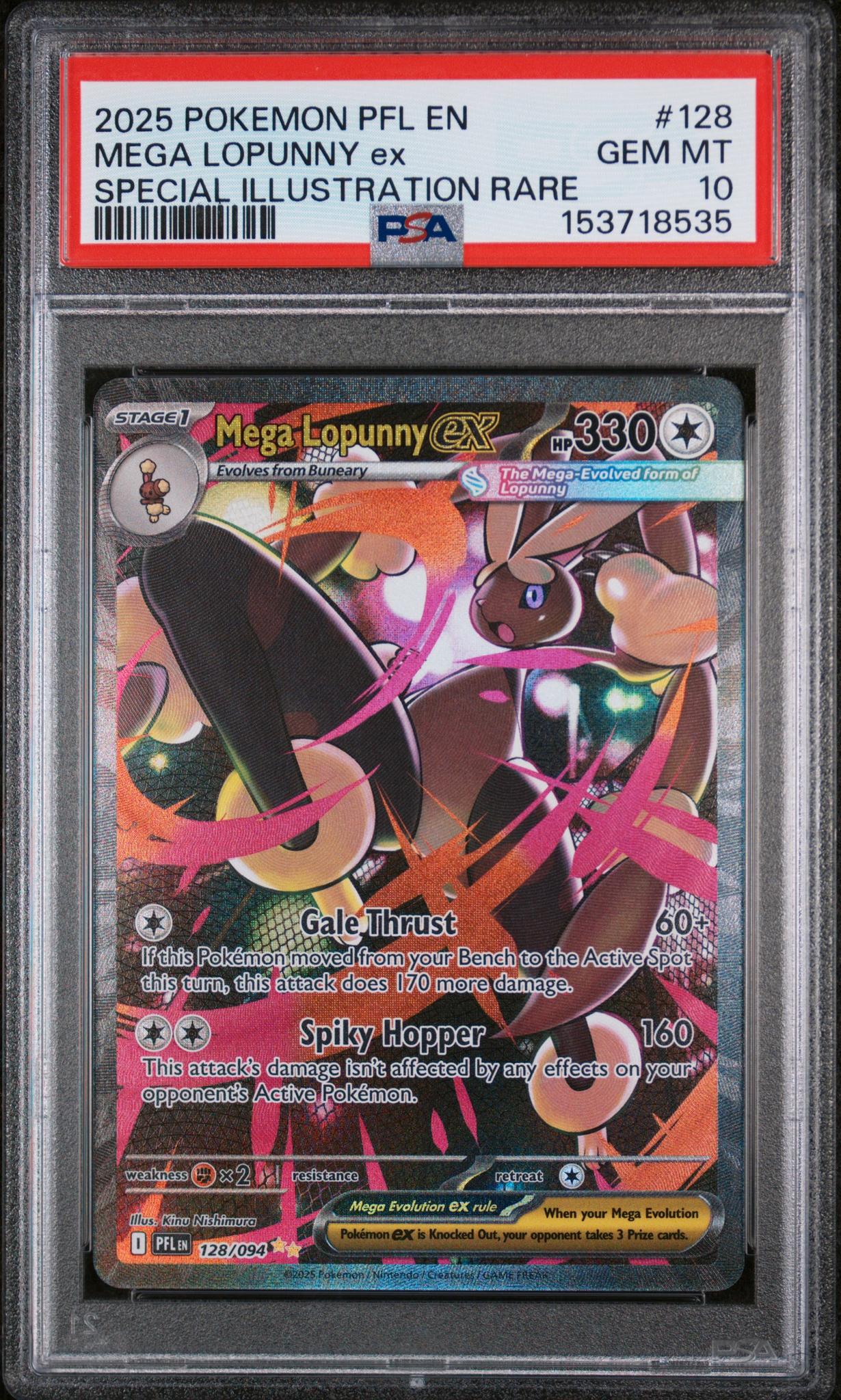 2025 Pokemon Mega Evolution Phantasmal Flames Special Illustration Rare Mega Lopunny Ex #128 PSA 10