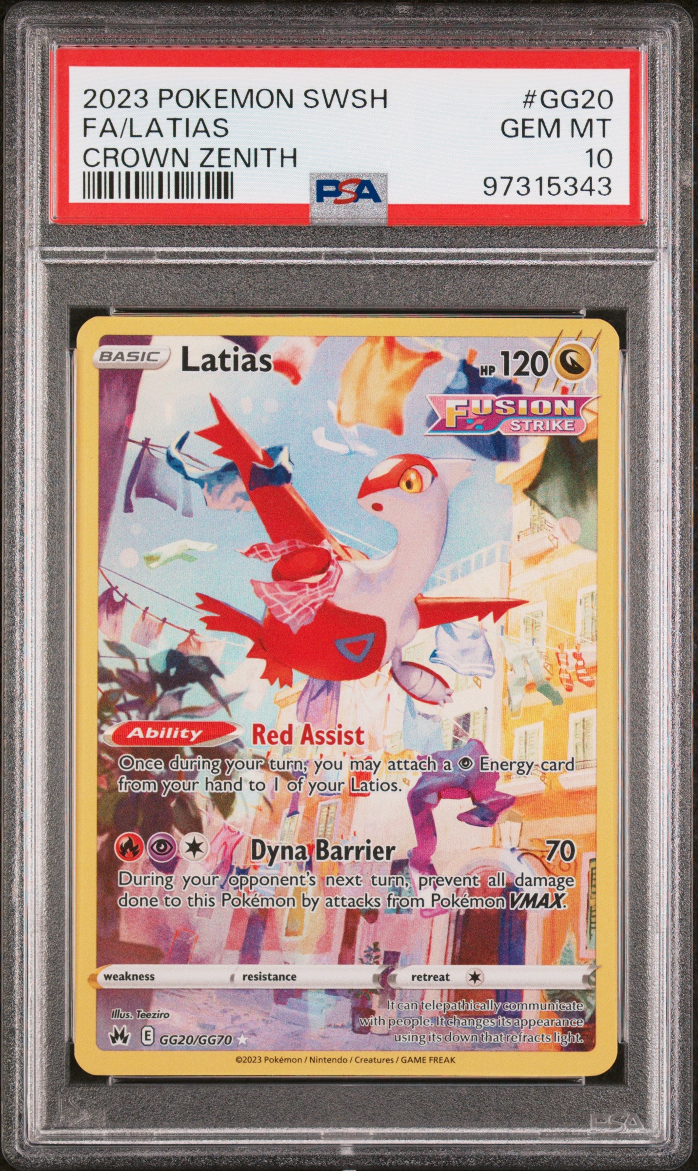 2023 Pokemon Sword and Shield Crown Zenith Galarian Gallery Latias #GG20 PSA 10