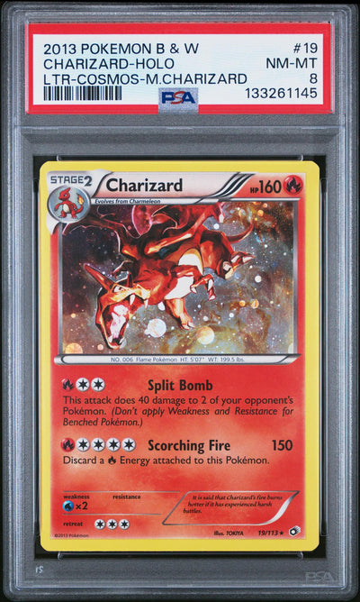 2013 Pokemon Black and White Legendary Treasures Promo Cosmos Mega Box Exclusive Holo Charizard #19 PSA 8