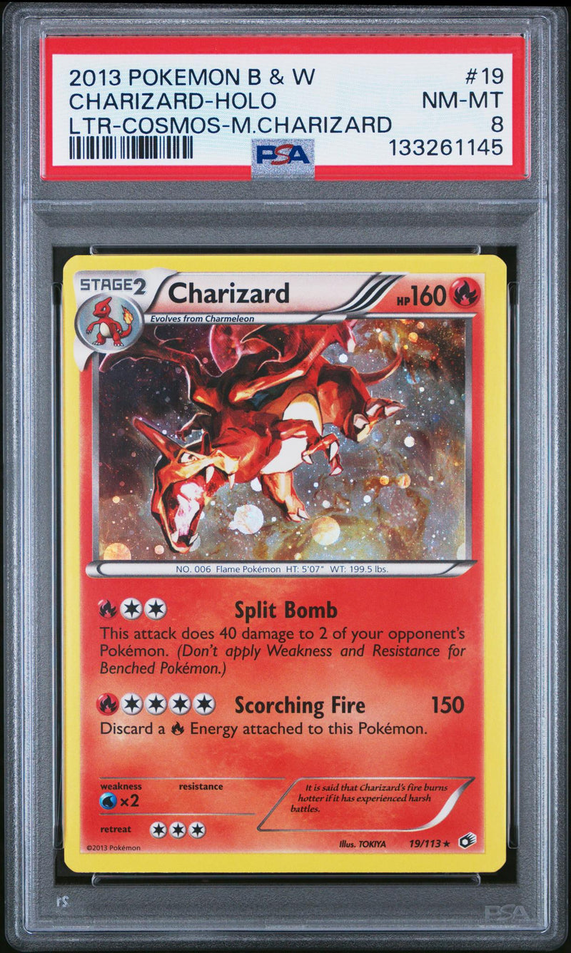 2013 Pokemon Black and White Legendary Treasures Promo Cosmos Mega Box Exclusive Holo Charizard #19 PSA 8