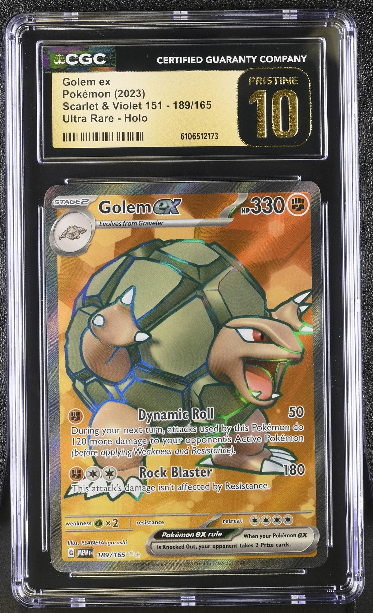 2023 Scarlet & Violet 151 #189/165 Golem ex Ultra Rare - Holo CGC 10