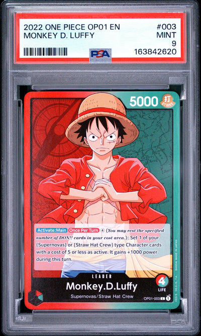 2022 One Piece OP01 Monkey D. Luffy #003 PSA 9
