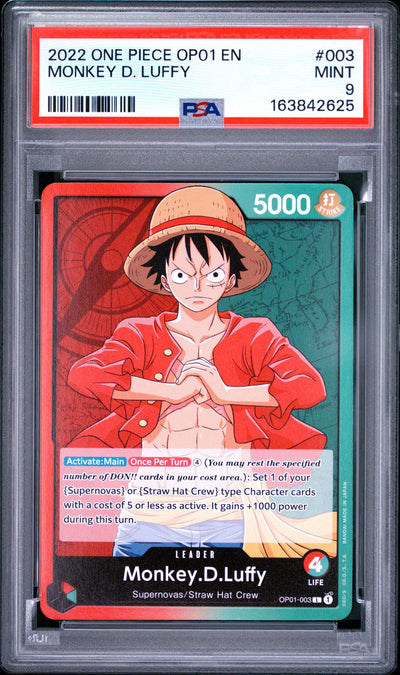 2022 One Piece Card Game Monkey D. Luffy #003 Straw Hat Crew PSA 9