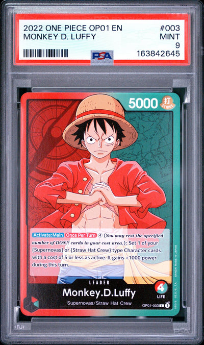 2022 One Piece Romance Dawn Leader Monkey D. Luffy #OP01003 PSA 9