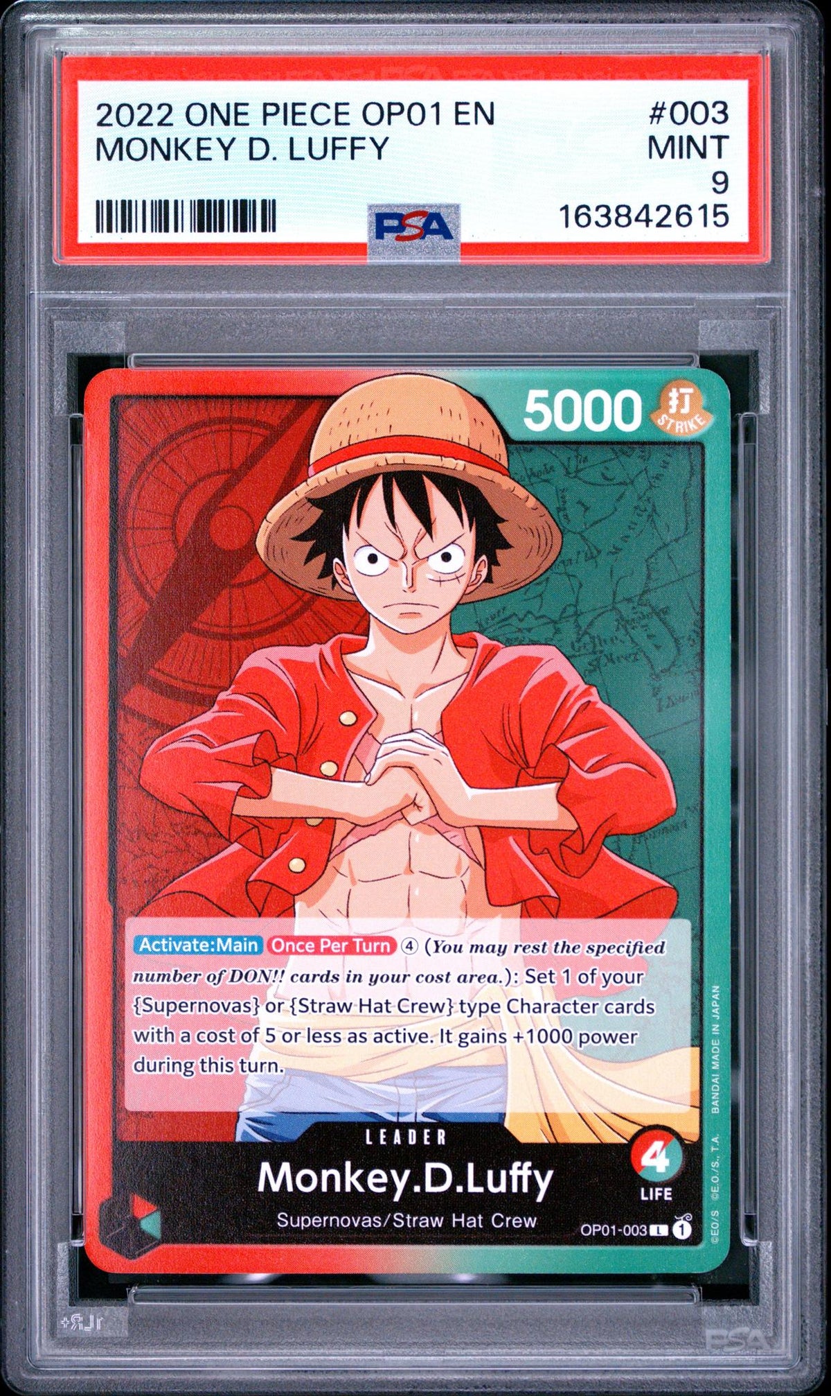 2022 One Piece Monkey D. Luffy #003 PSA 9