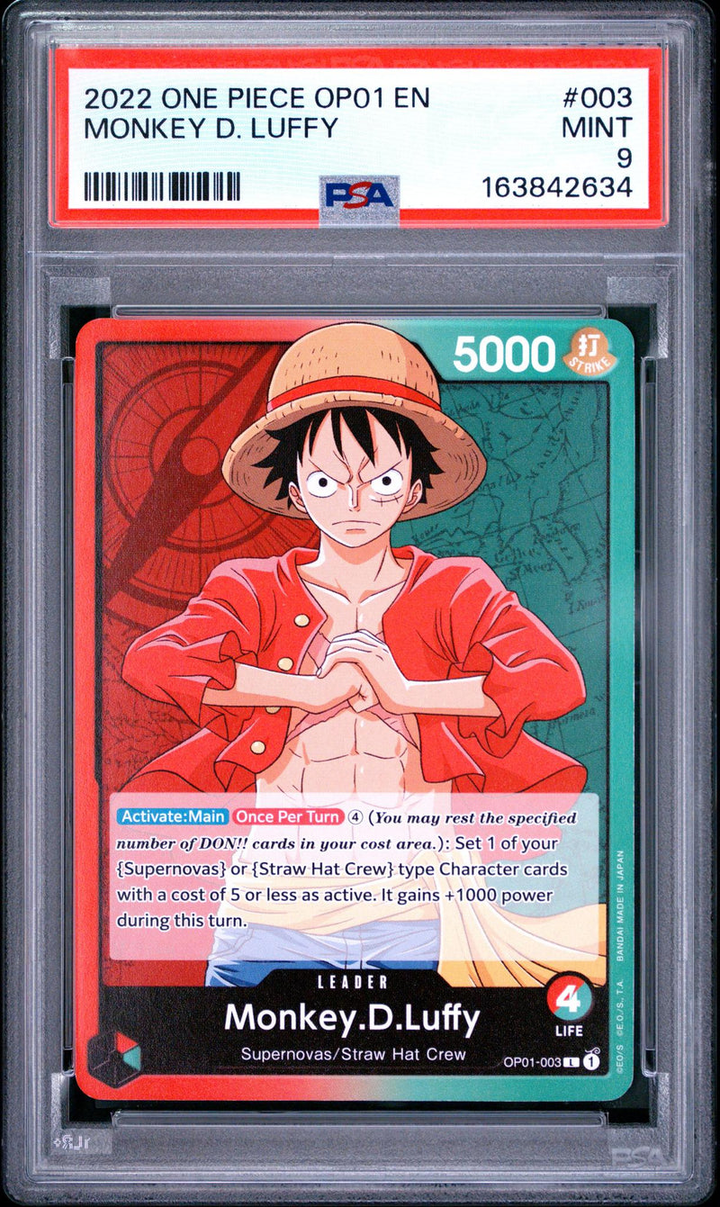 One Piece Card Game Monkey D. Luffy OP01-003 PSA 9