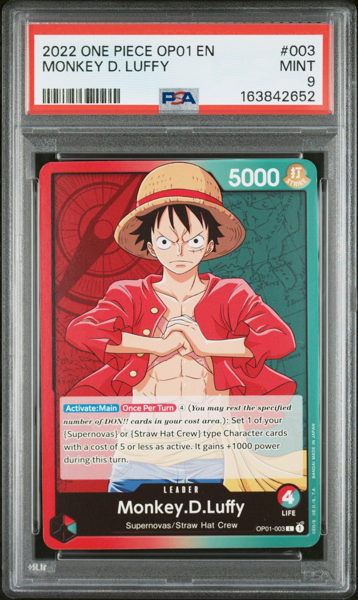 2022 One Piece Monkey D. Luffy #003 PSA 9