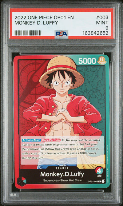 2022 One Piece Monkey D. Luffy #003 PSA 9