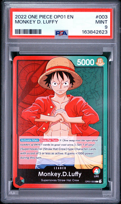 2022 One Piece Card Game Monkey D. Luffy #003 Supernovas/Straw Hat Crew PSA 9