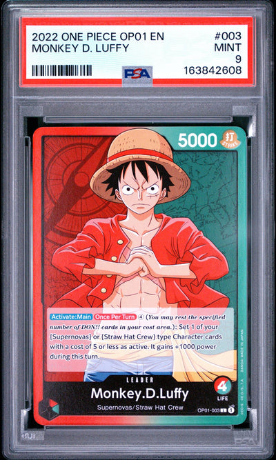 2022 One Piece Card Game Monkey D. Luffy OP01-003 PSA 9