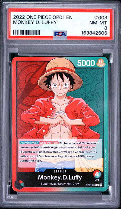 2022 One Piece Monkey D. Luffy #003 PSA 8