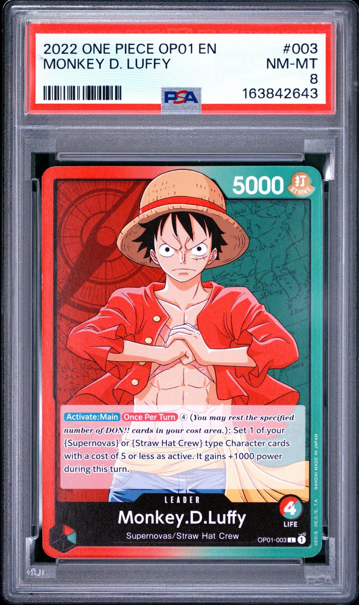 2022 One Piece Monkey D. Luffy #003 PSA 8