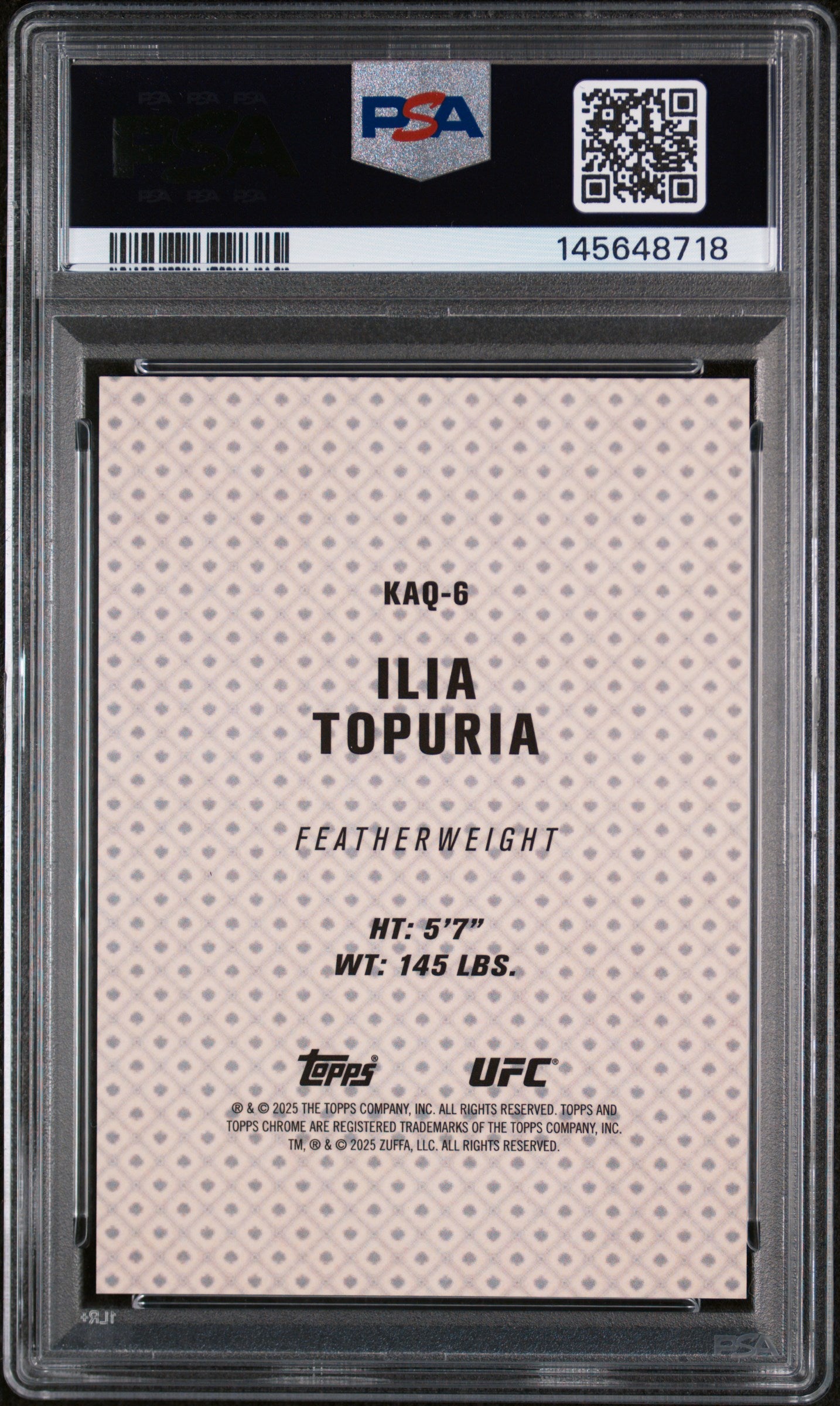 2025 Topps Chrome UFC Kings and Queens Ilia Topuria #KAQ6 PSA 8