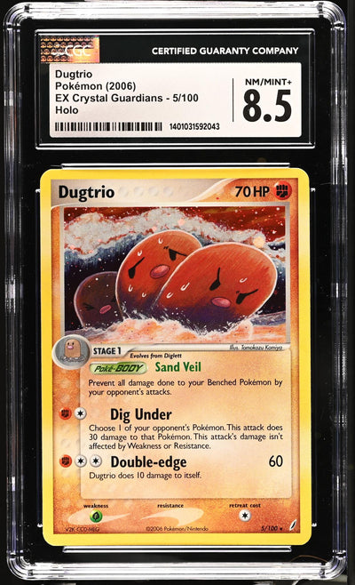 Pokémon EX Crystal Guardians Dugtrio #5/100 Holo CGC 8.5
