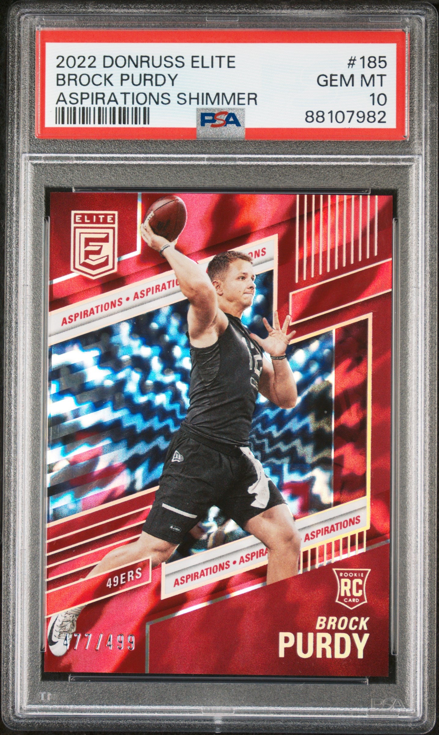 2022 Elite Aspirations Shimmer Brock Purdy #185 /499 PSA 10